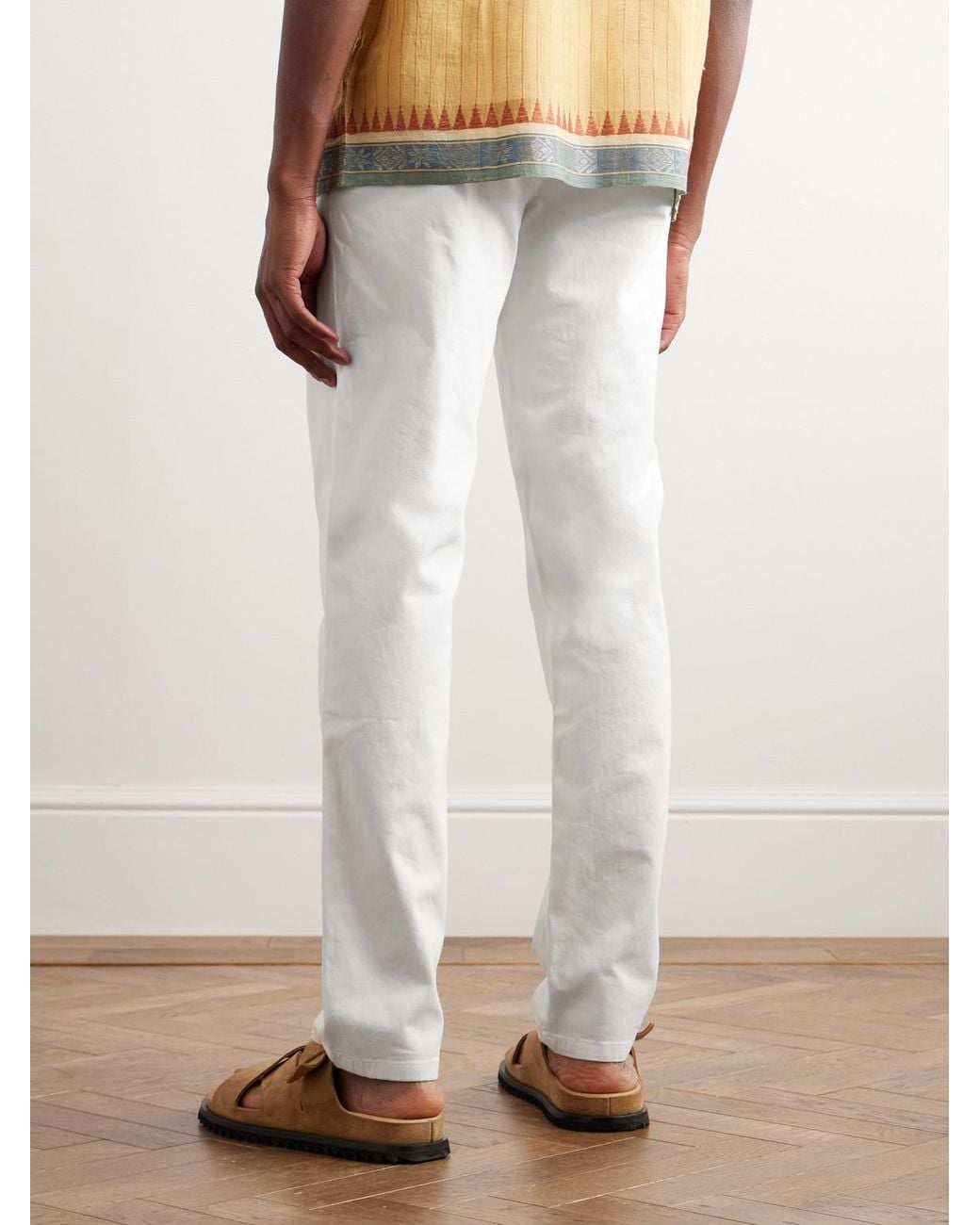 Orlebar Brown White Fallon Straight-Leg Cotton-Blend Twill Trousers for men