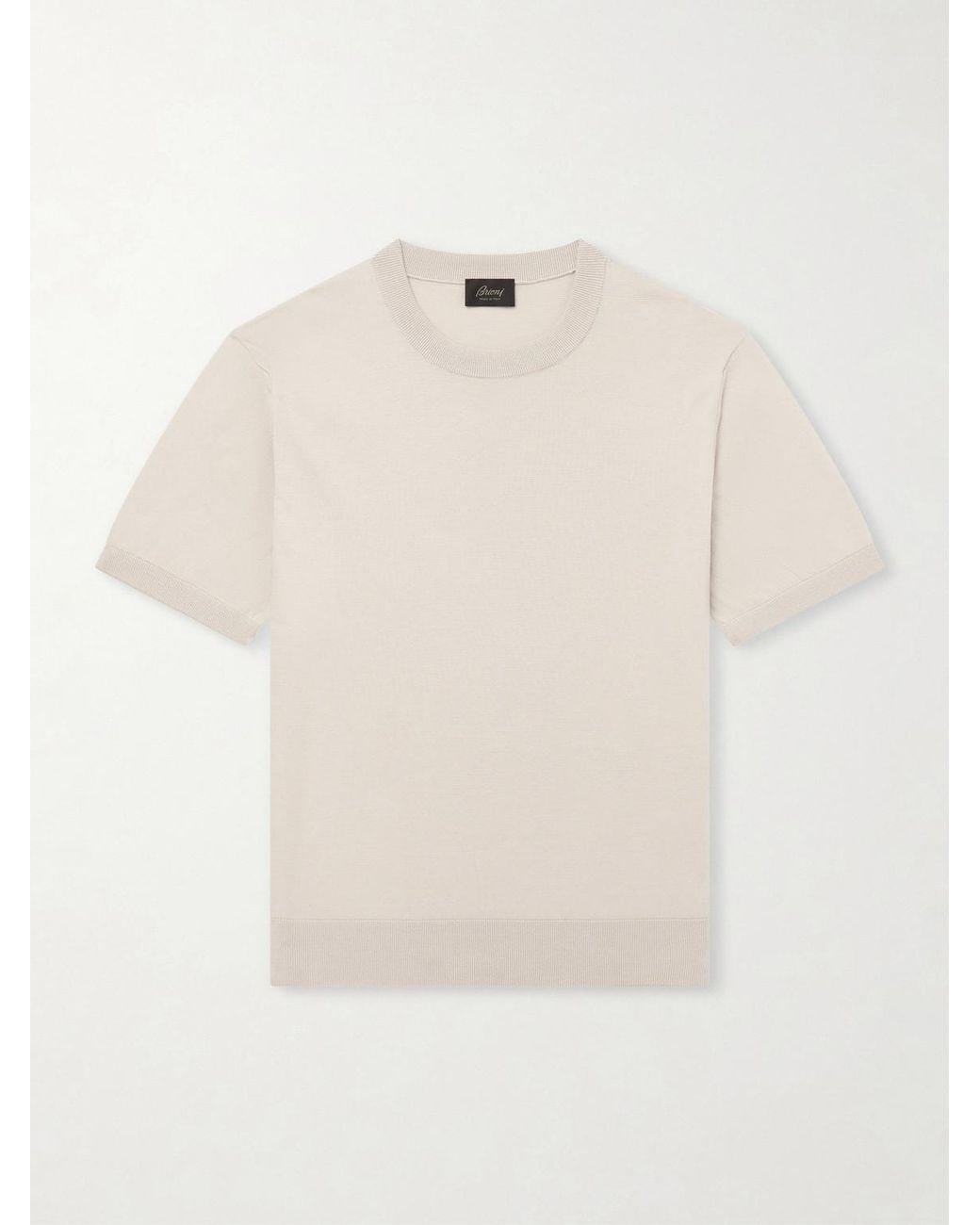 Brioni Natural Knitted Cotton T-Shirt for men