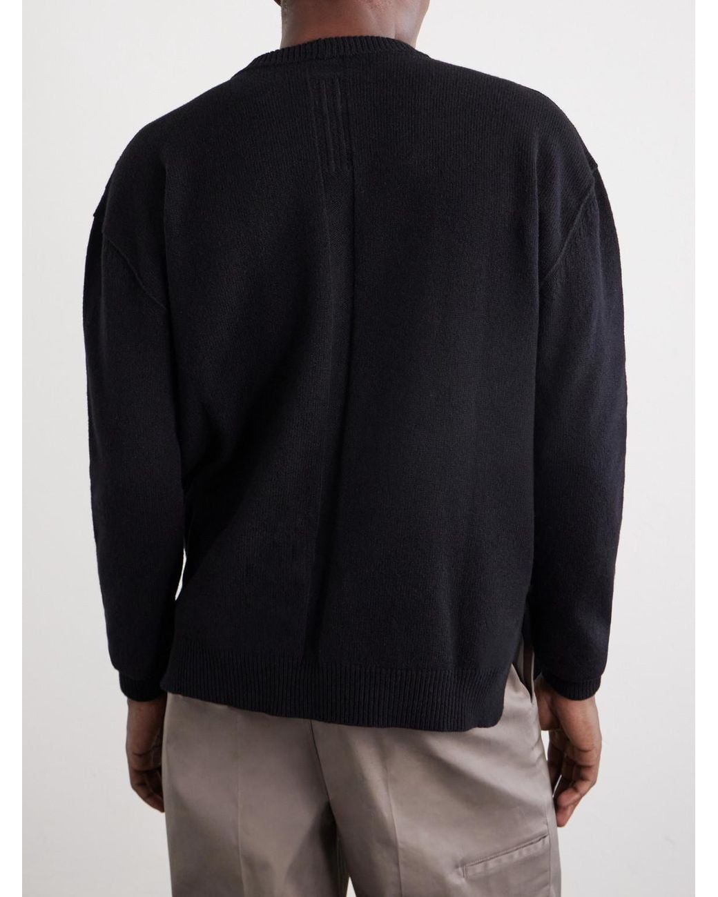 Rick Owens Blue Cashmere-Blend Knitted Sweater for men
