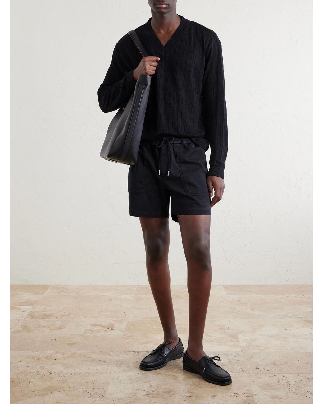 Mr P. Blue Straight-Leg Cotton Drawstring Shorts for men
