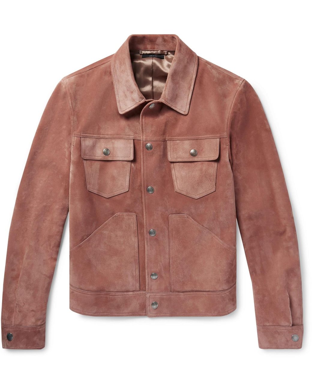 Tom Ford Men s Calf Suede Trucker Jacket in Pink for Men Lyst