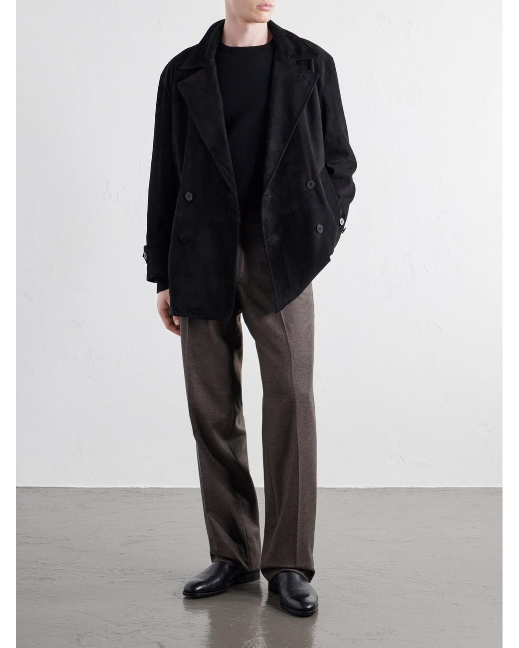 STÒFFA Black Double-Breasted Suede Jacket for men