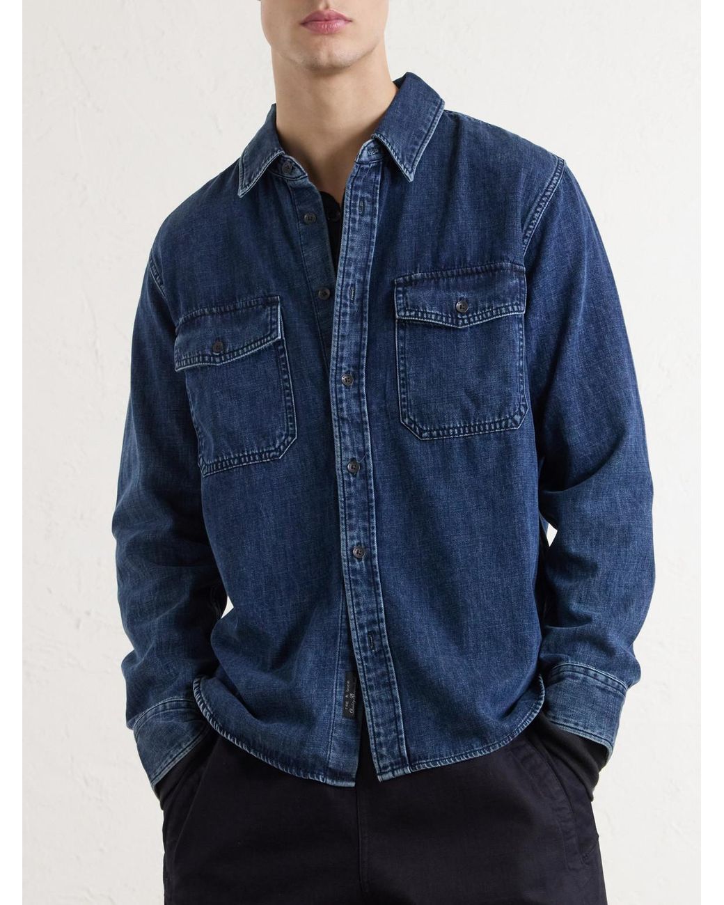 Rag & Bone Blue Denim Shirt for men