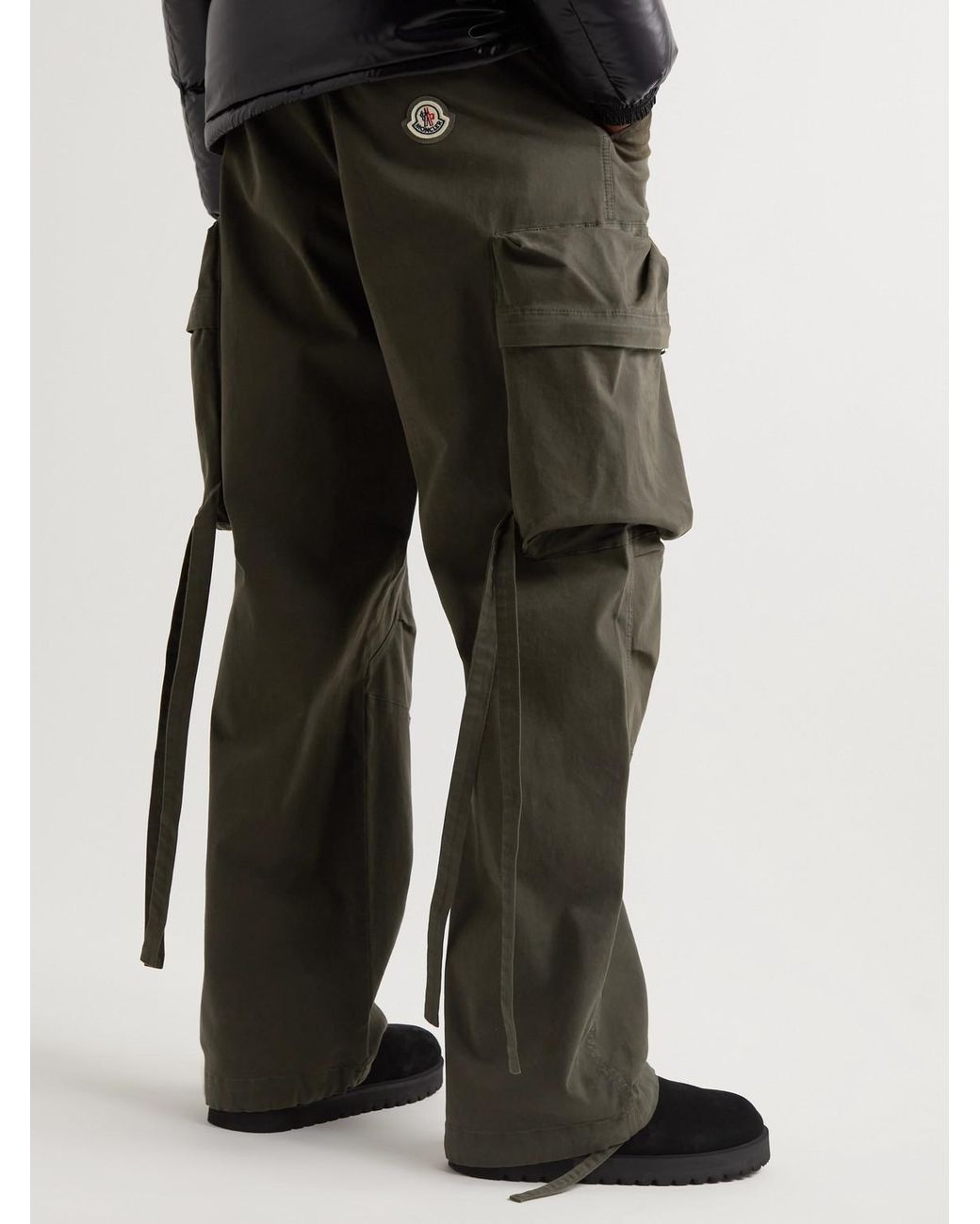 Moncler Green Wide-Leg Stretch-Cotton Cargo Trousers for men