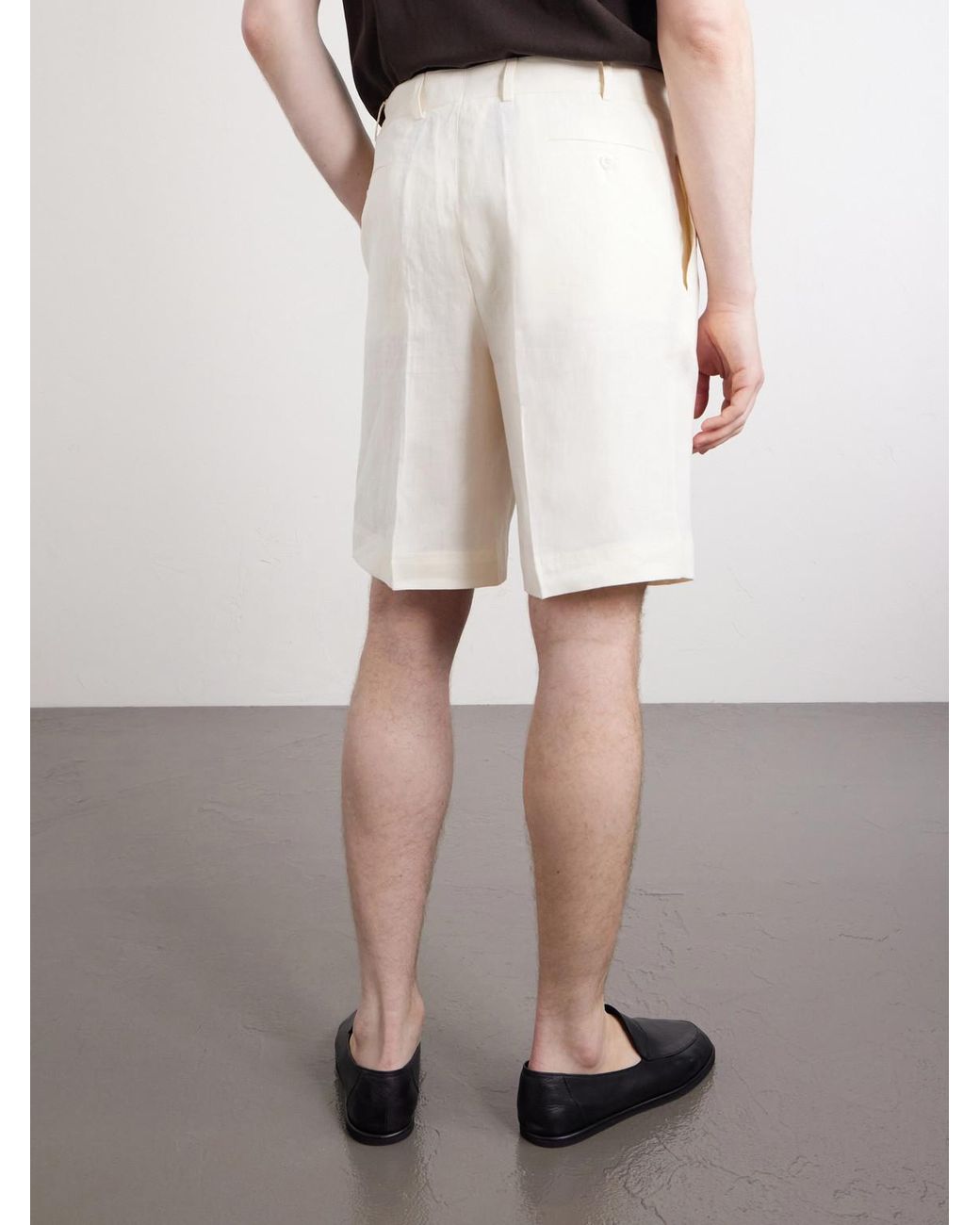 Rubinacci White Straight-leg Pleated Cotton Shorts for men