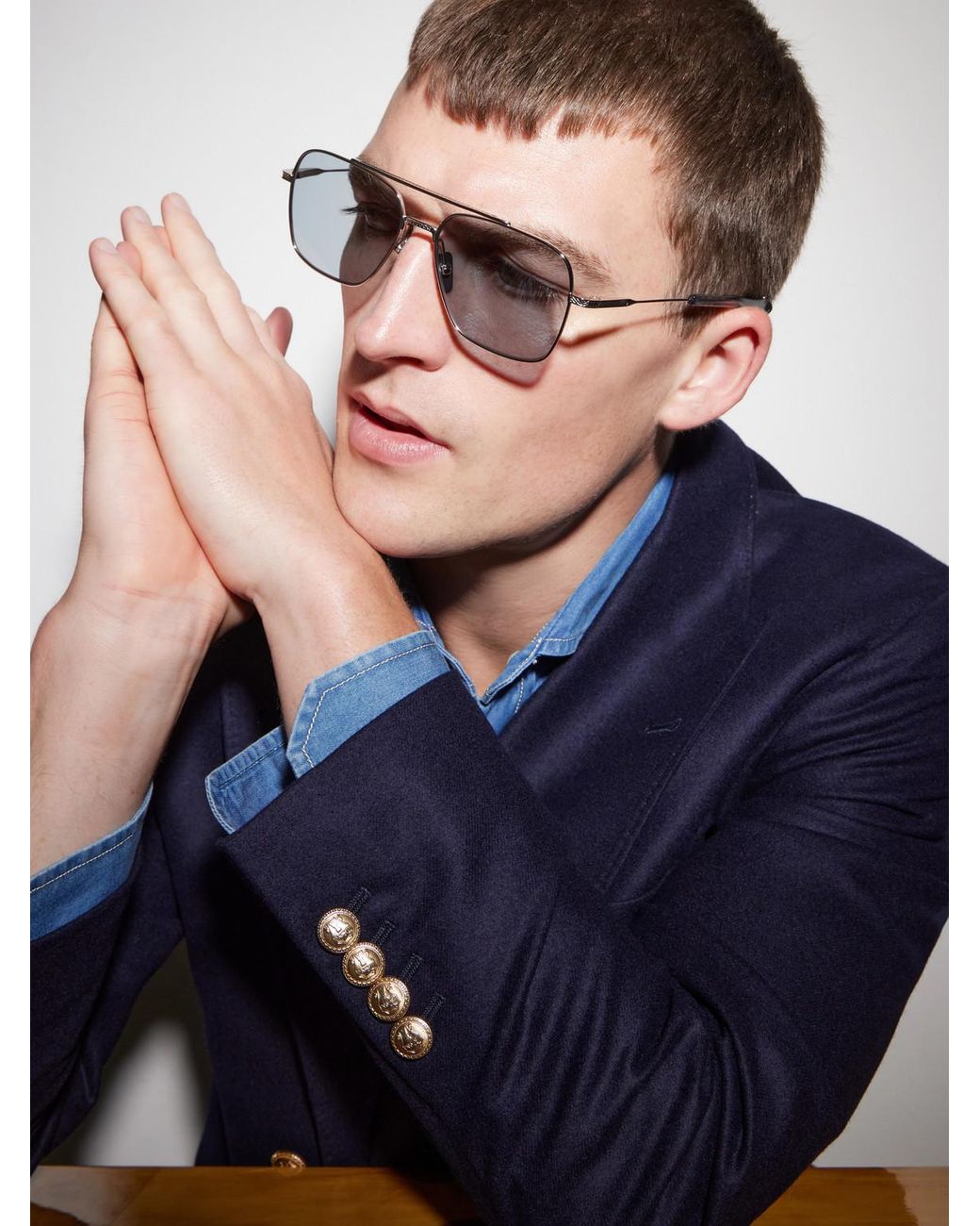 Dita Eyewear Blue Flight-Seven Aviator-Style Titanium Sunglasses for men