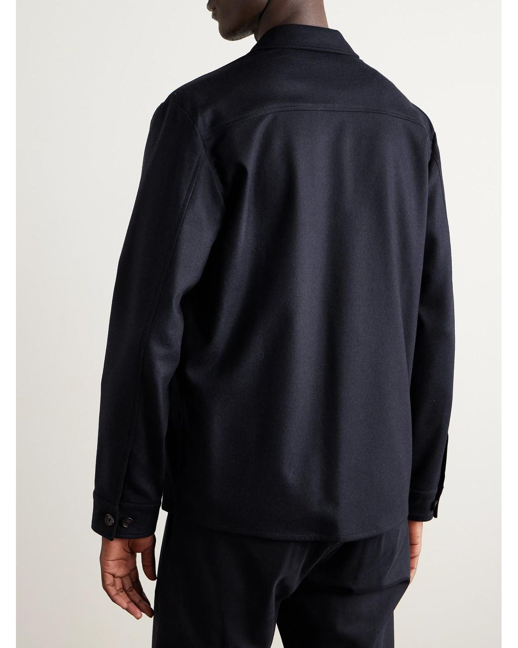 Eleventy Blue Wool-Blend Overshirt for men