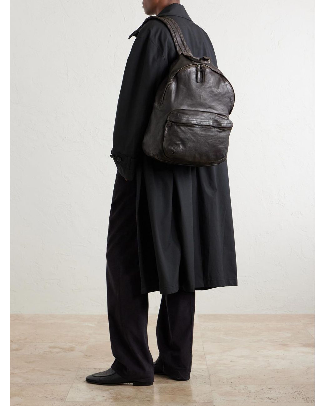 Officine Creative Black Ignis Leather Backpack for men