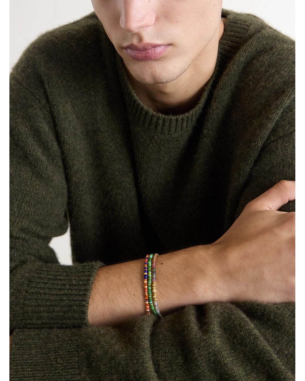 Peyote Bird Natural Marrakesh 14-Karat-Stone Beaded Bracelet for men
