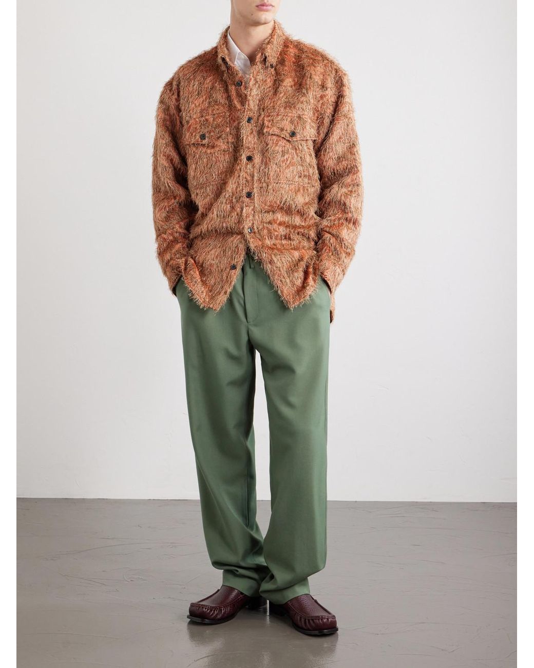 Dries Van Noten Brown Cromo Fil Coupé Jacquard Overshirt for men