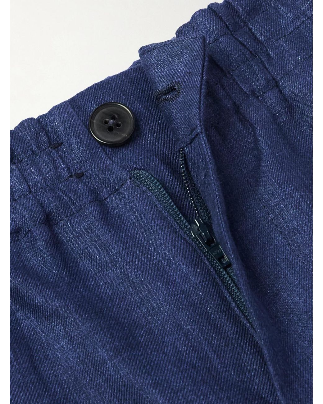 Zegna Blue Straight-Leg Oasi Linen Shorts for men