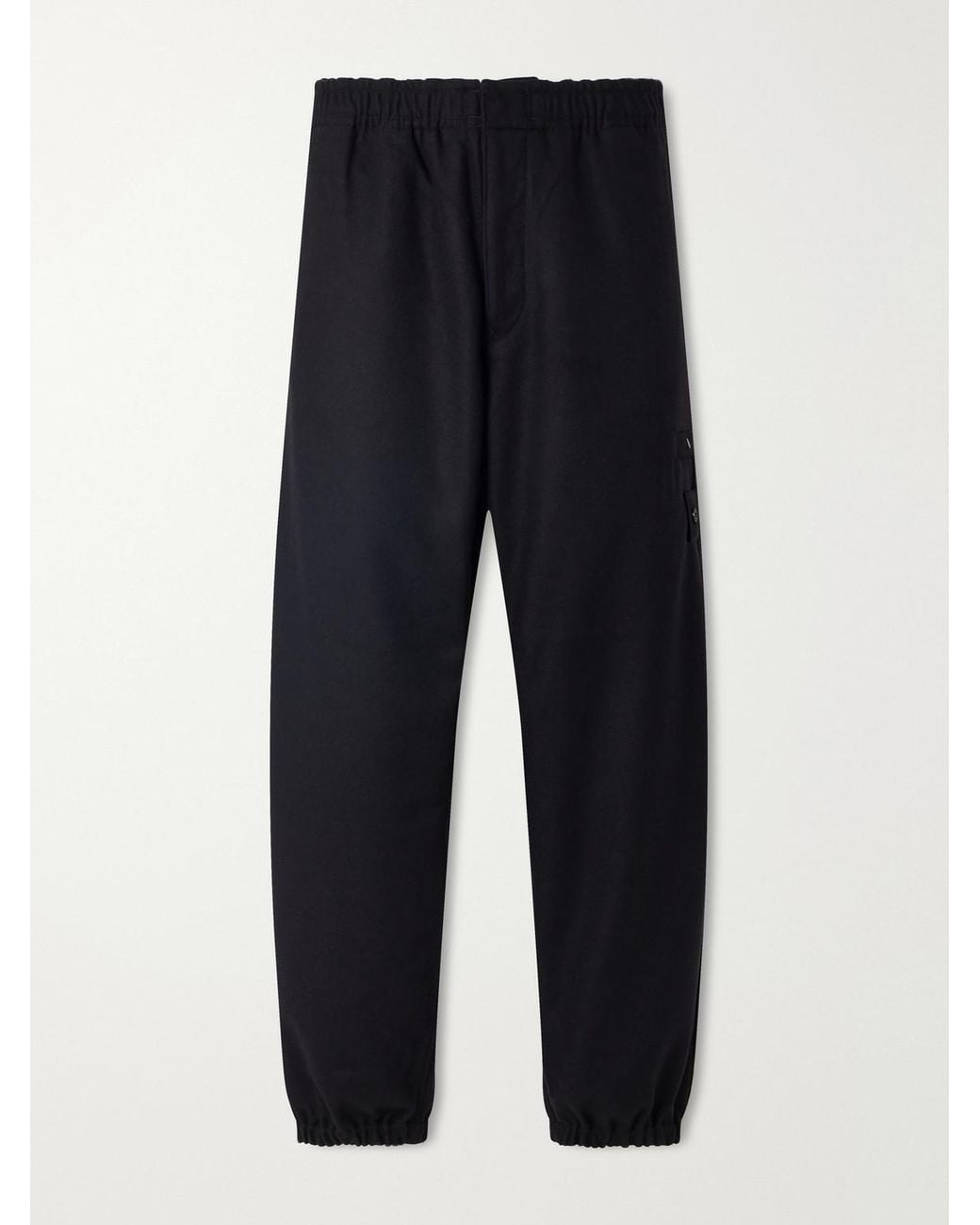 Stone Island Blue Ghost Tapered Wool And Nylon-Blend Flannel Drawstring Trousers for men