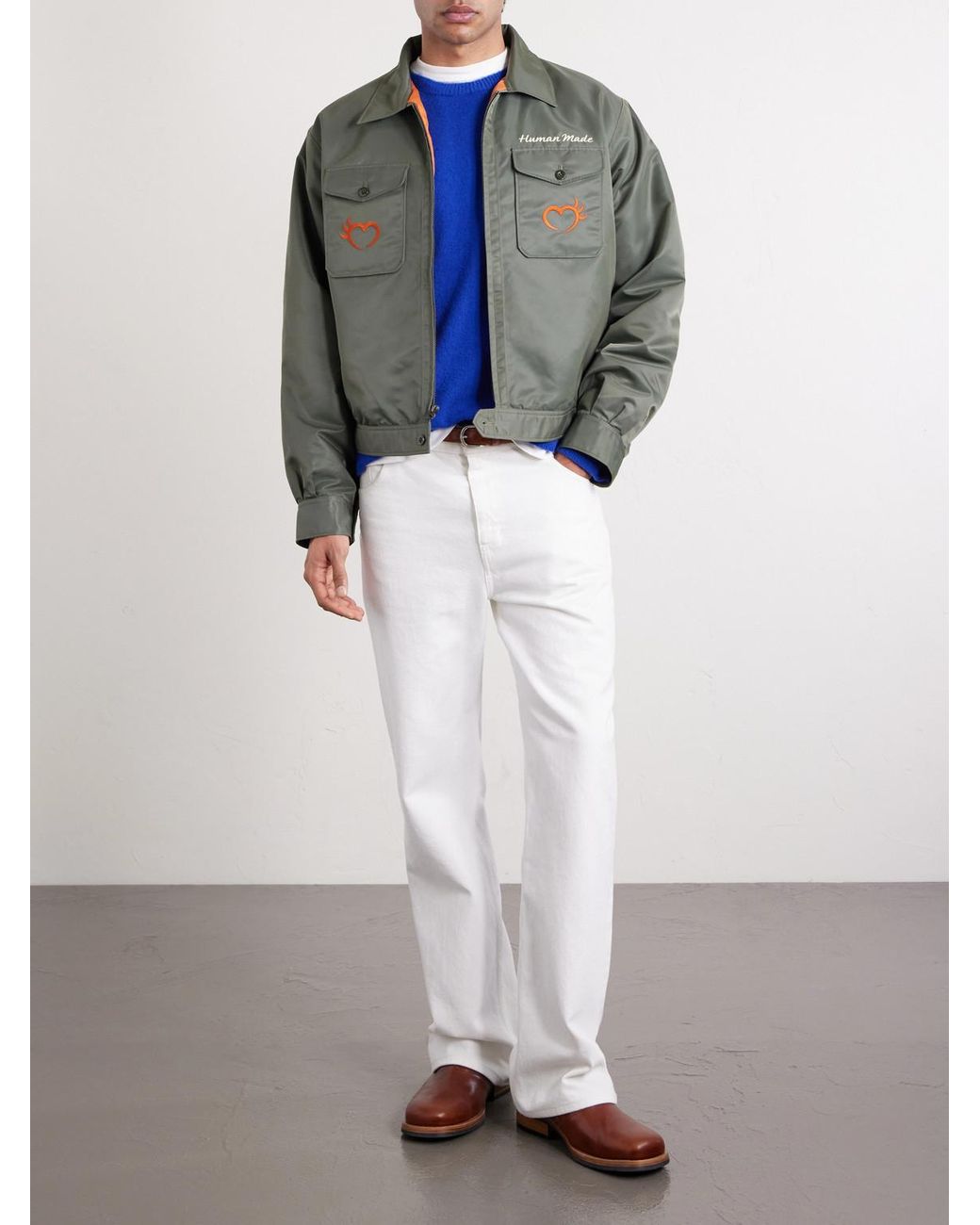 Embroidered Nylon Jacket di Human Made in Green da Uomo