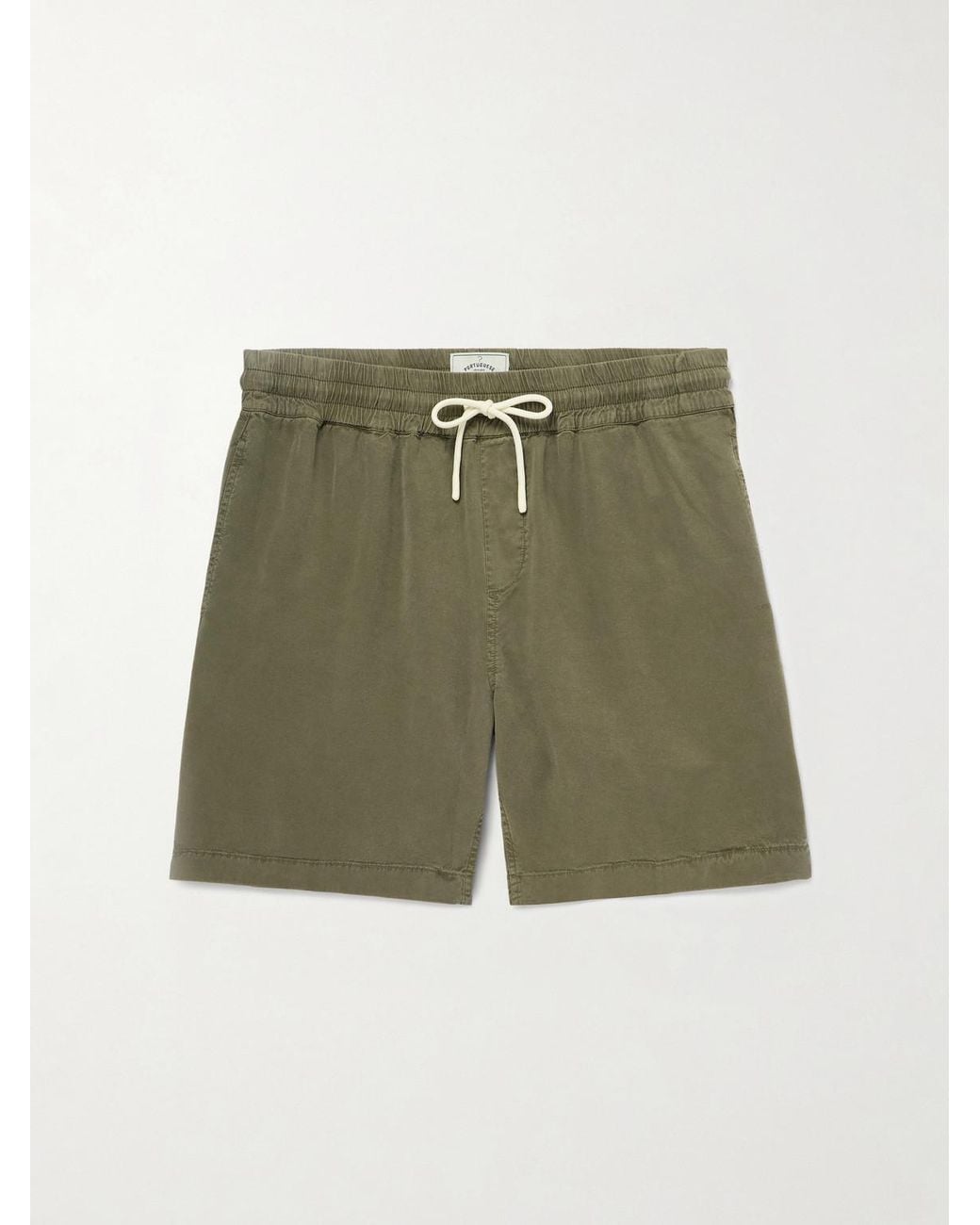 Portuguese Flannel Green Dogtown Straight-Leg Tencel Lyocell Drawstring Shorts for men