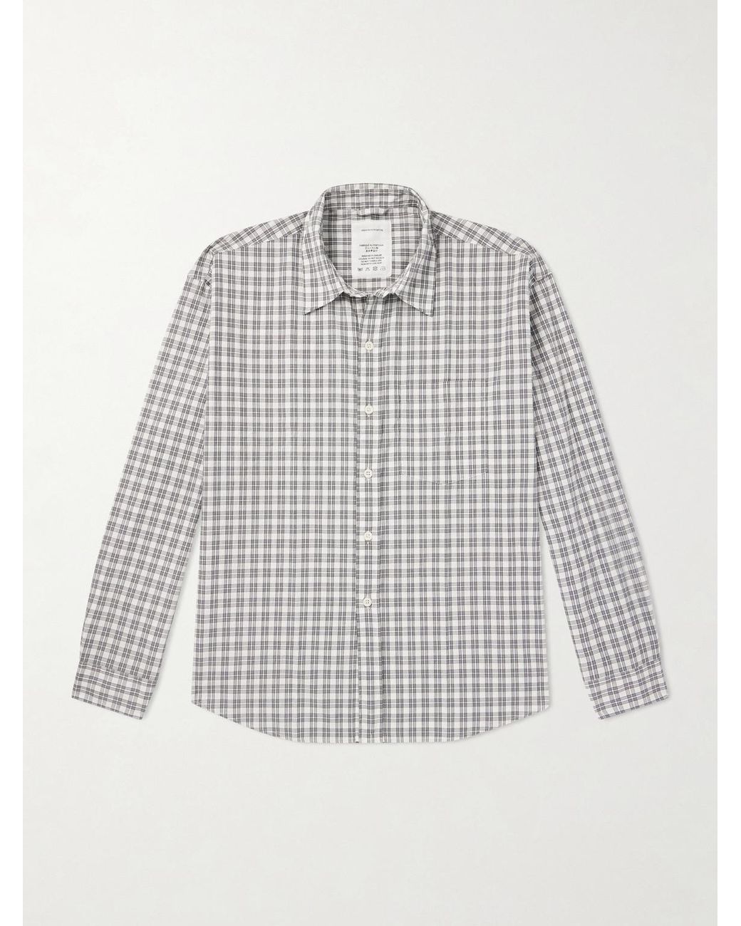 mfpen Gray Executive Checked Cotton-Blend Poplin Shirt for men