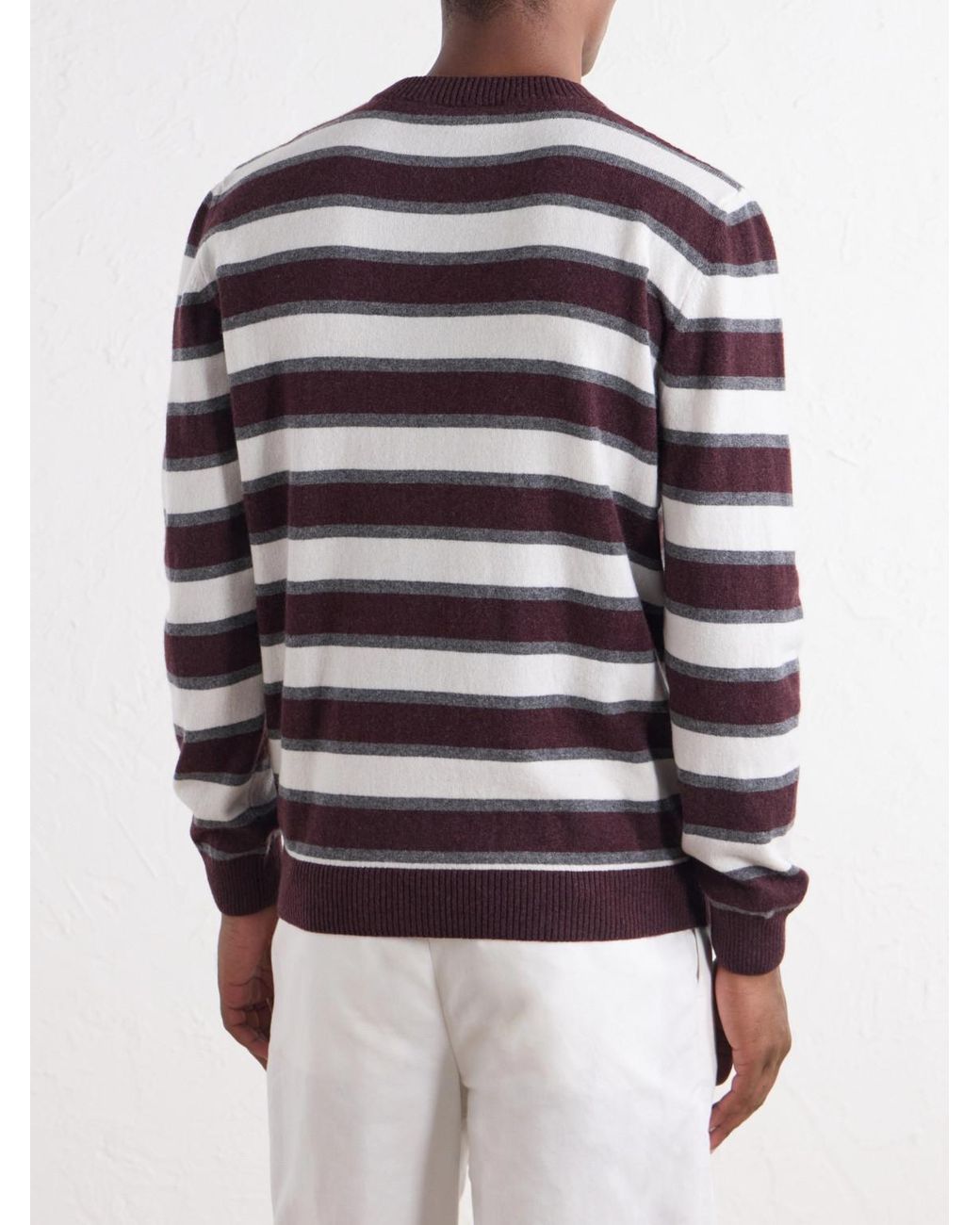 Eleventy Brown Striped Cashmere Sweater for men