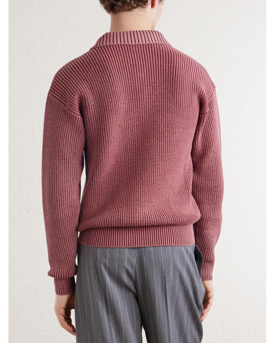 Aimé Leon Dore Pink Knitted Cotton-Blend Polo Sweater for men