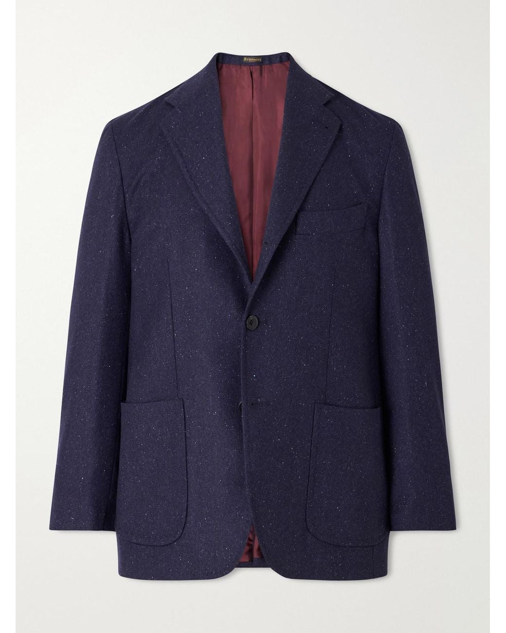Rubinacci Blue Darted Flecked Wool-Herringbone Suit Jacket for men