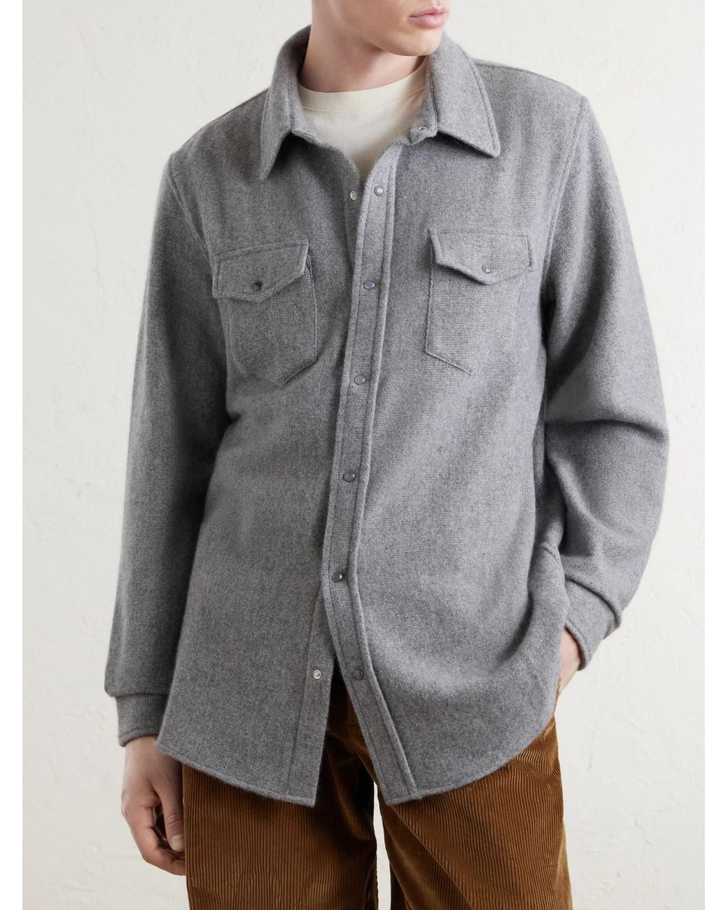 God's True Cashmere Gray Cashmere Shirt for men