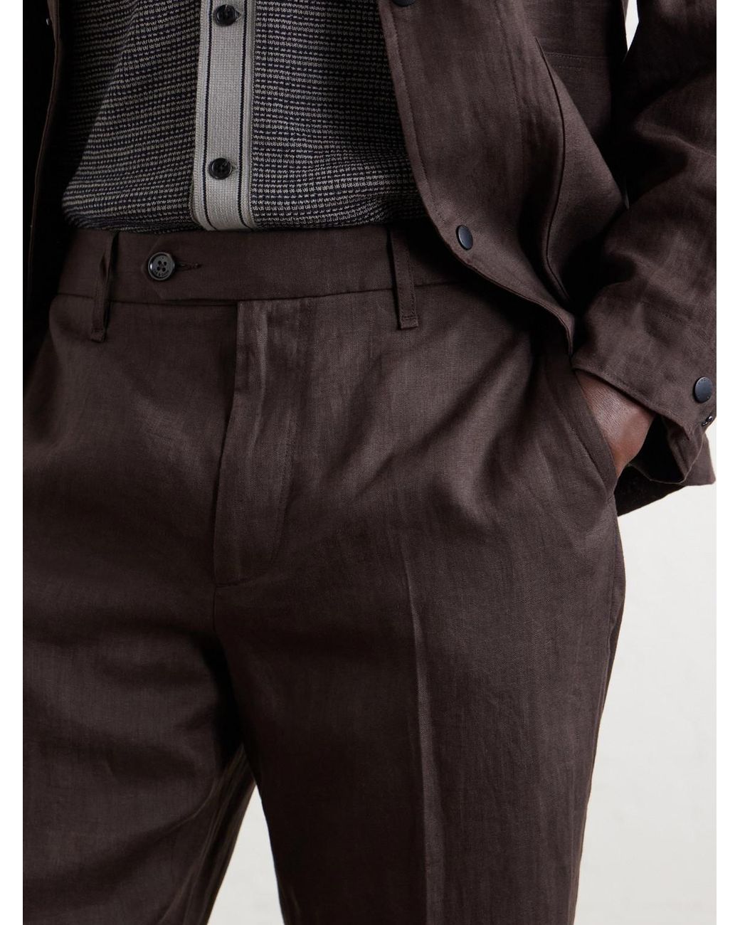 Rag & Bone Gray Evan Straight-Leg Pleated Linen Trousers for men