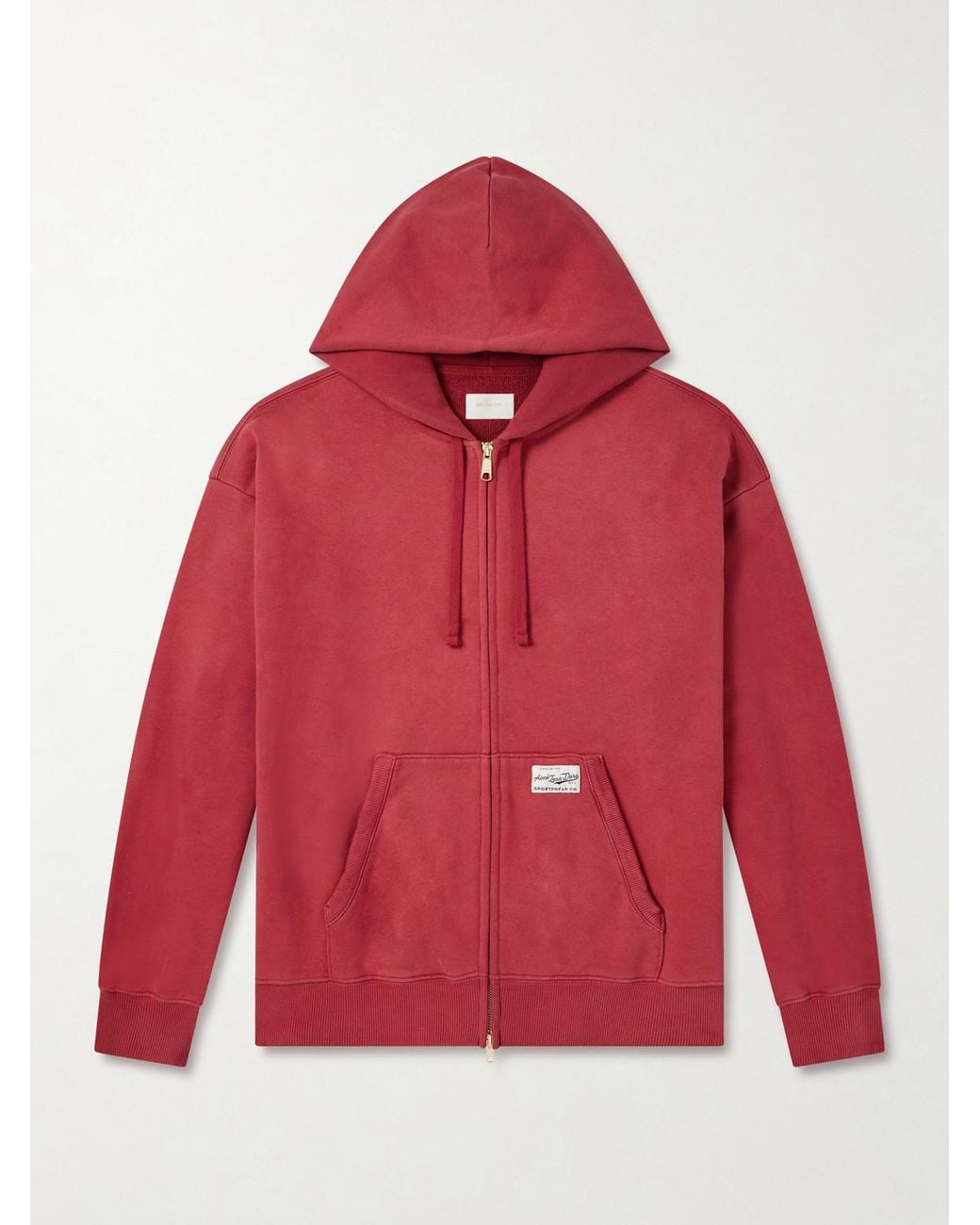 Aimé Leon Dore Red Cotton-Jersey Zip-Up Hoodie for men