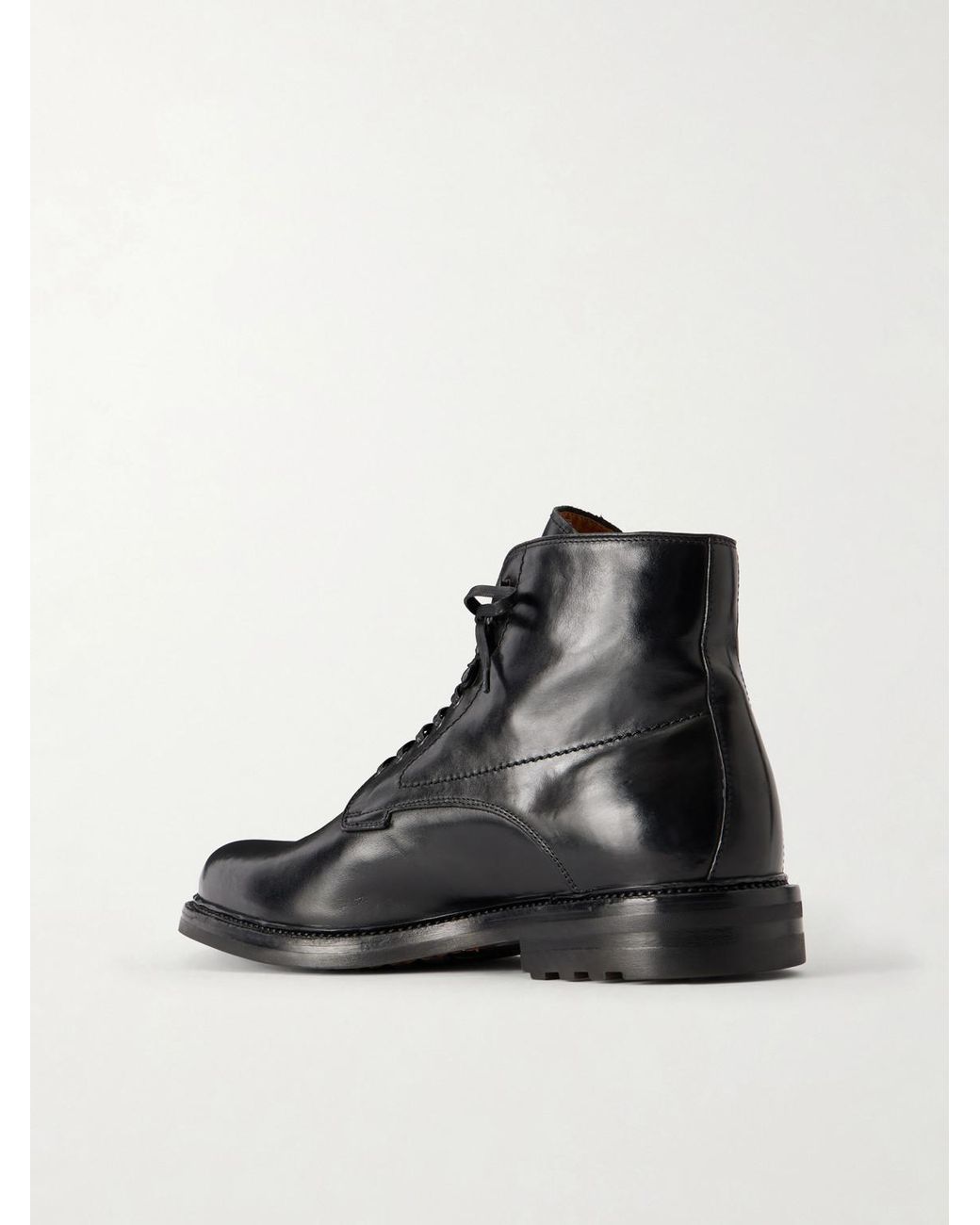 Officine Creative Black Aston 003 Lace-Up Leather Boots for men
