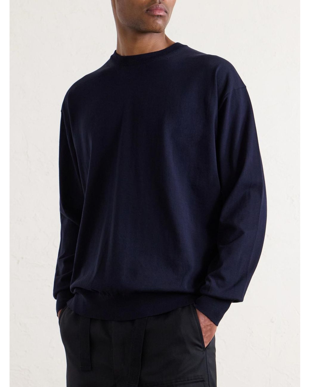 Auralee Blue Luster Knitted T-shirt for men
