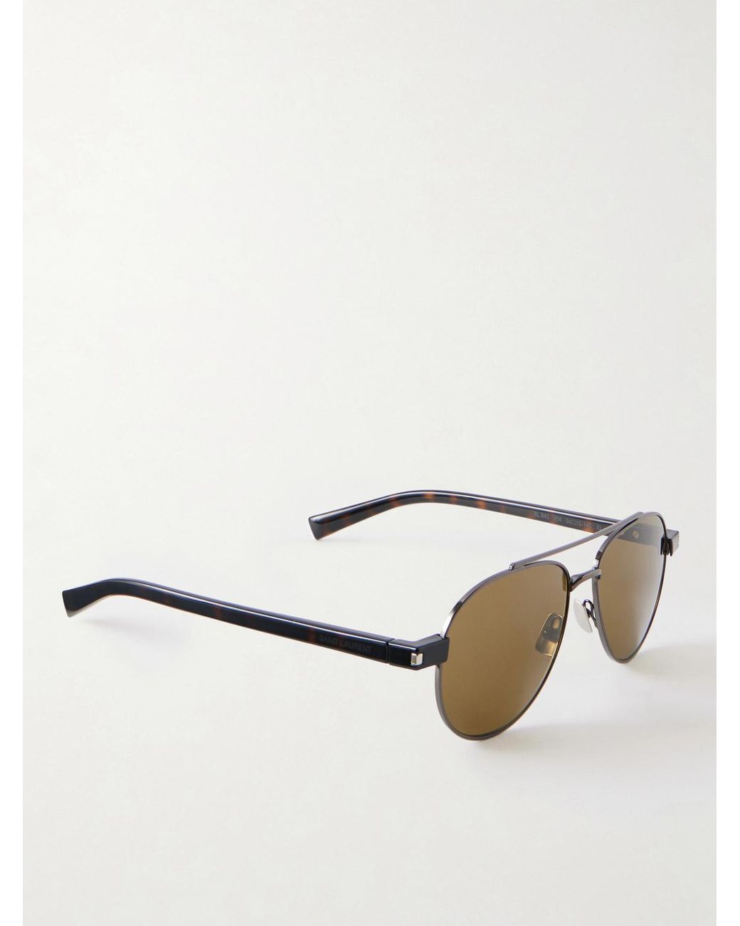 Saint Laurent Natural Double-Bridge Aviator-Style Metal Sunglasses for men