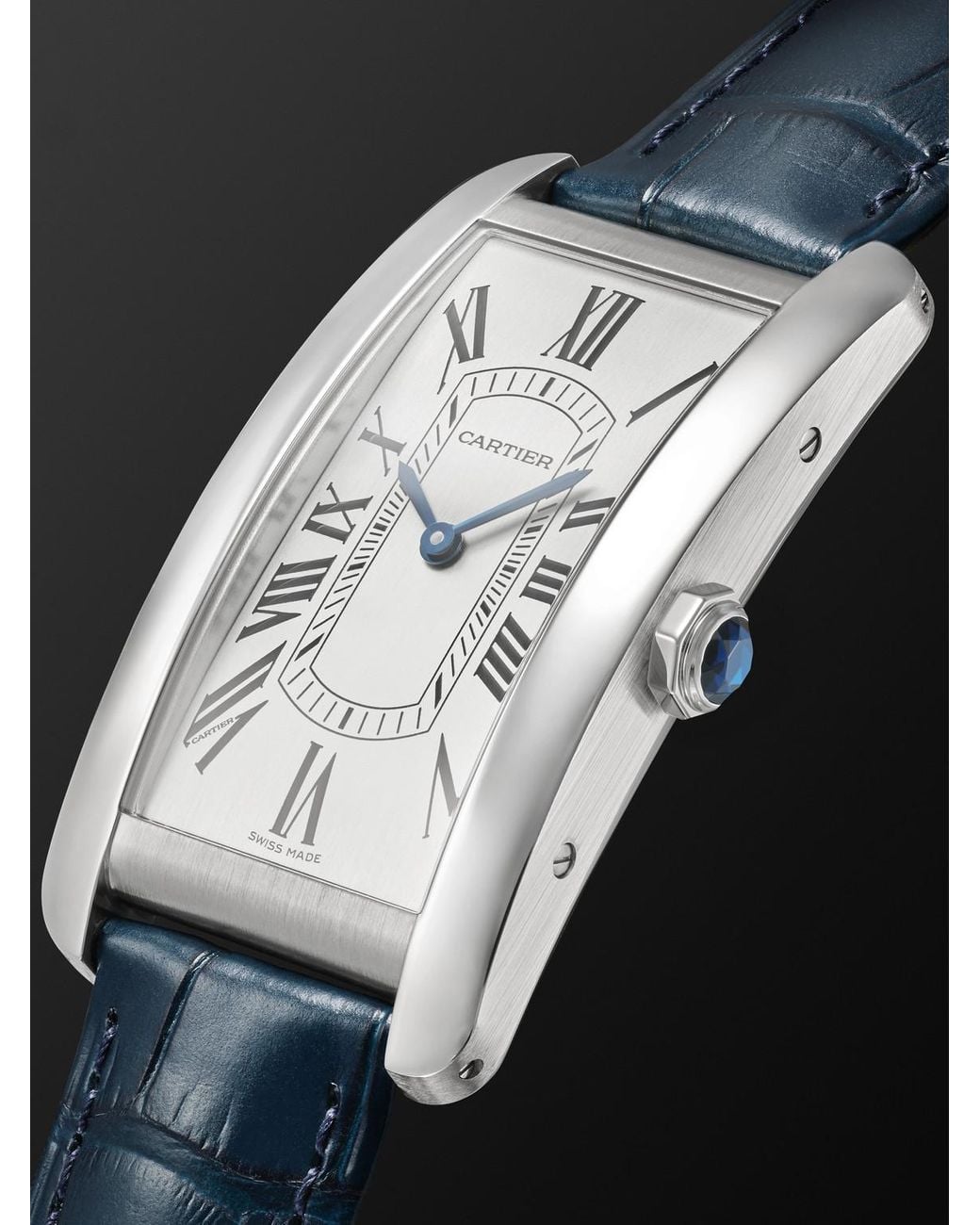 Cartier Black Tank Américaine Automatic Stainless Steel Watch, Ref. Wsta0083 for men
