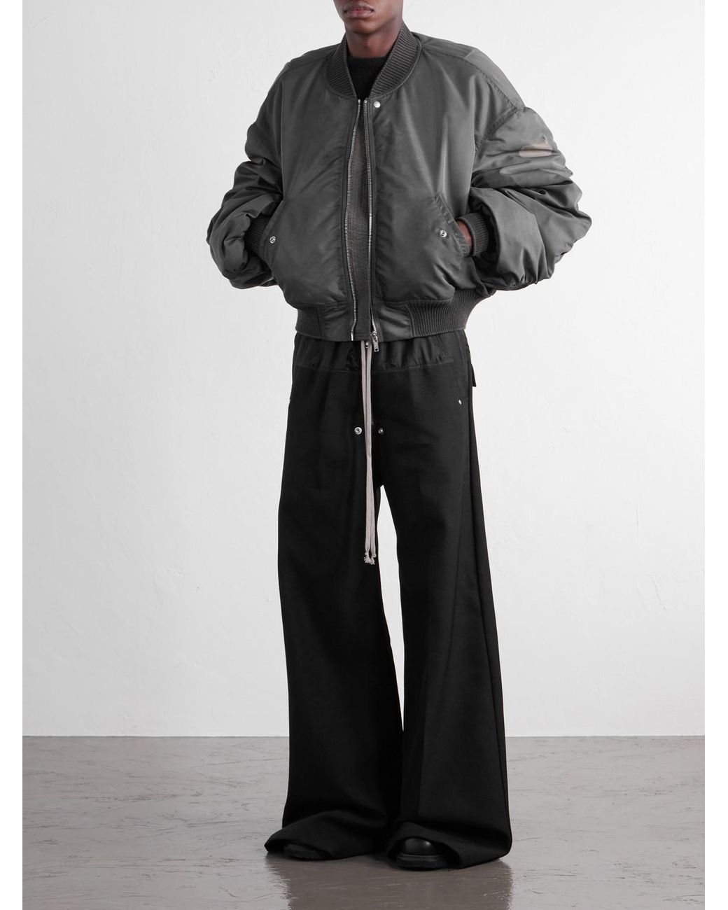 Rick Owens Gray Cropped Appliquéd Shell Bomber Jacket for men