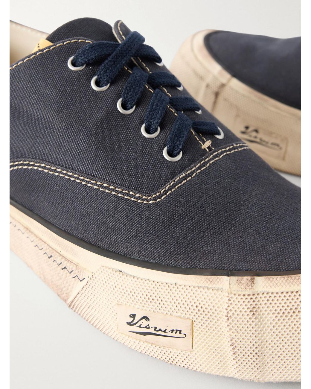 Visvim Blue Logan Distressed Canvas Sneakers for men