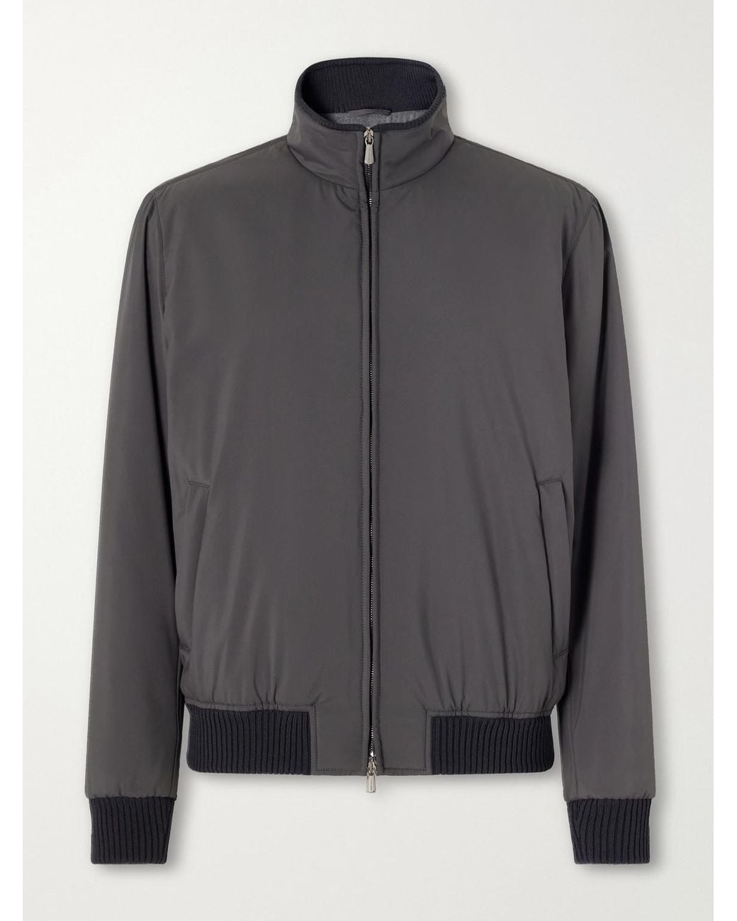 Thom Sweeney Gray Nylon Bomber Jacket for men