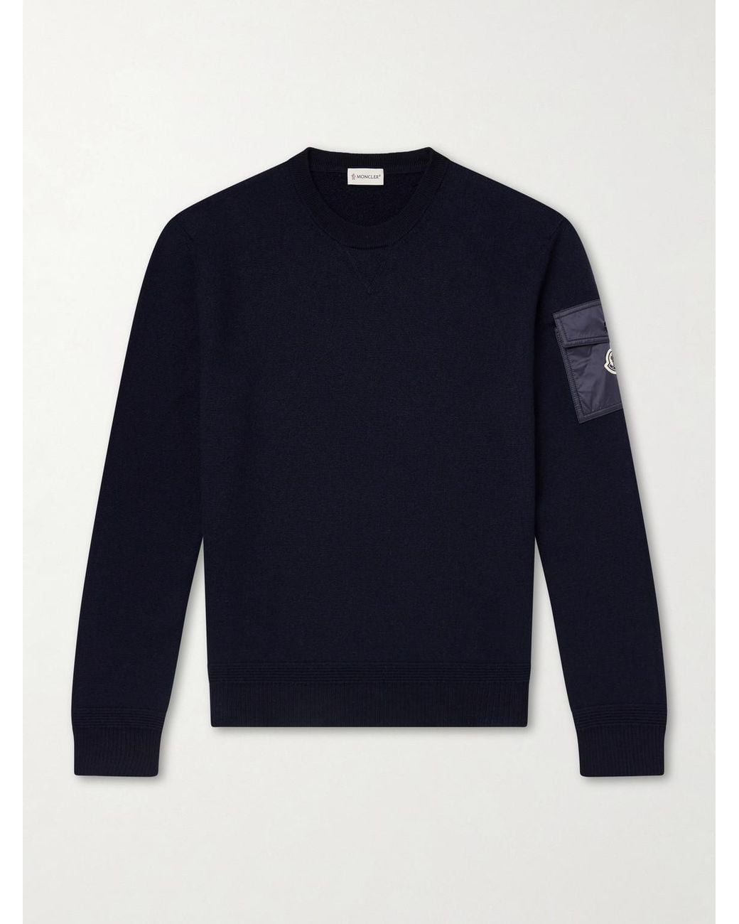 Moncler Blue Logo-Appliquéd Virgin Wool Sweater for men