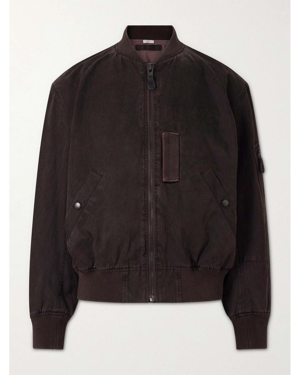 A.PRESSE Black B-15C Cotton And Silk-Blend Bomber Jacket for men
