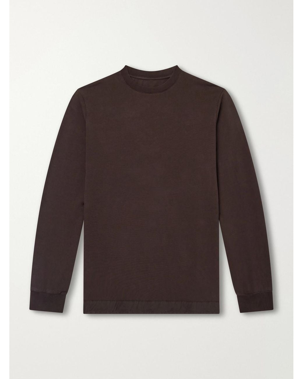 Casey Casey Brown Felix Gabardine-Trimmed Cotton-Jersey T-Shirt for men