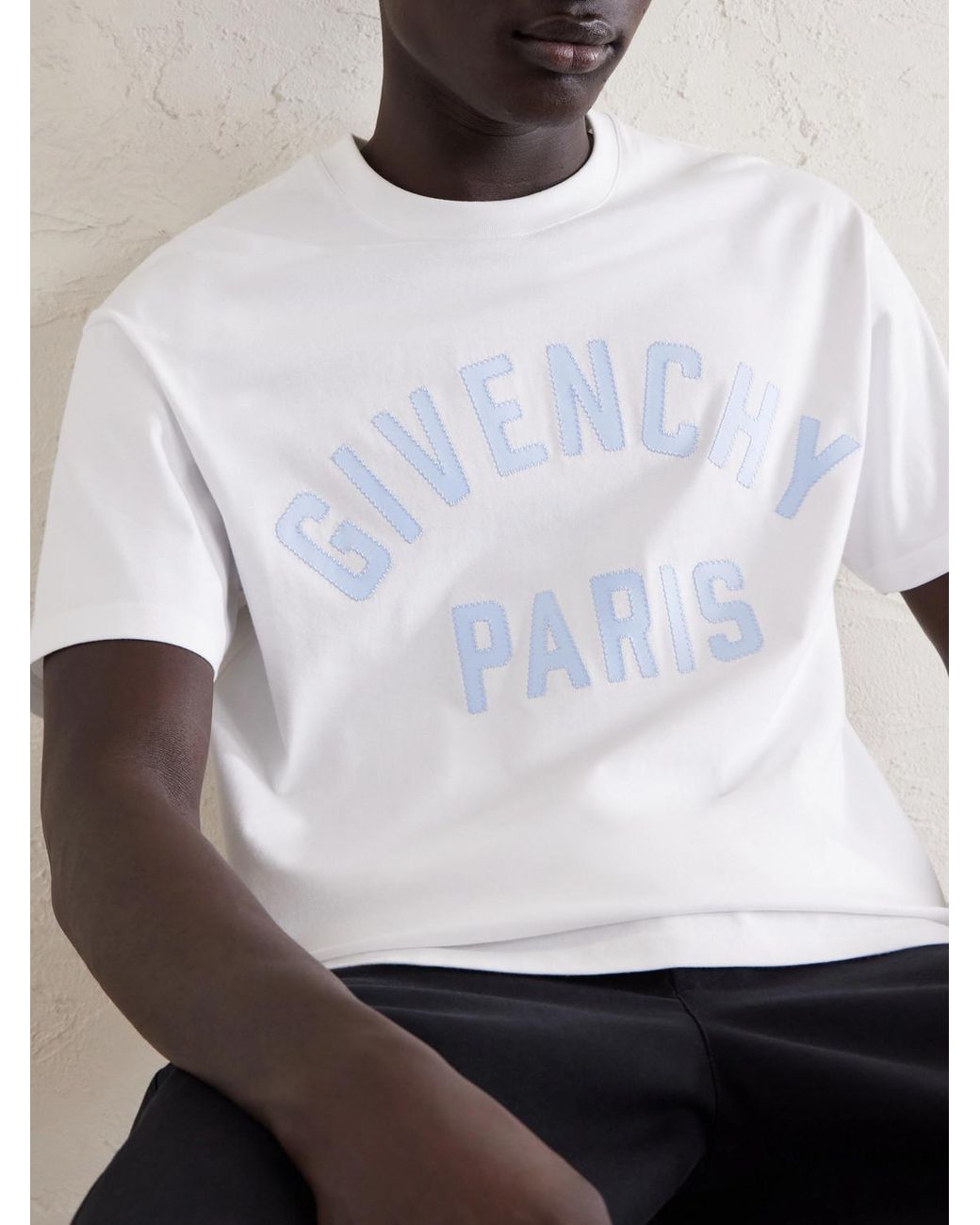 Givenchy White Logo-Embroidered Cotton-Jersey T-Shirt for men
