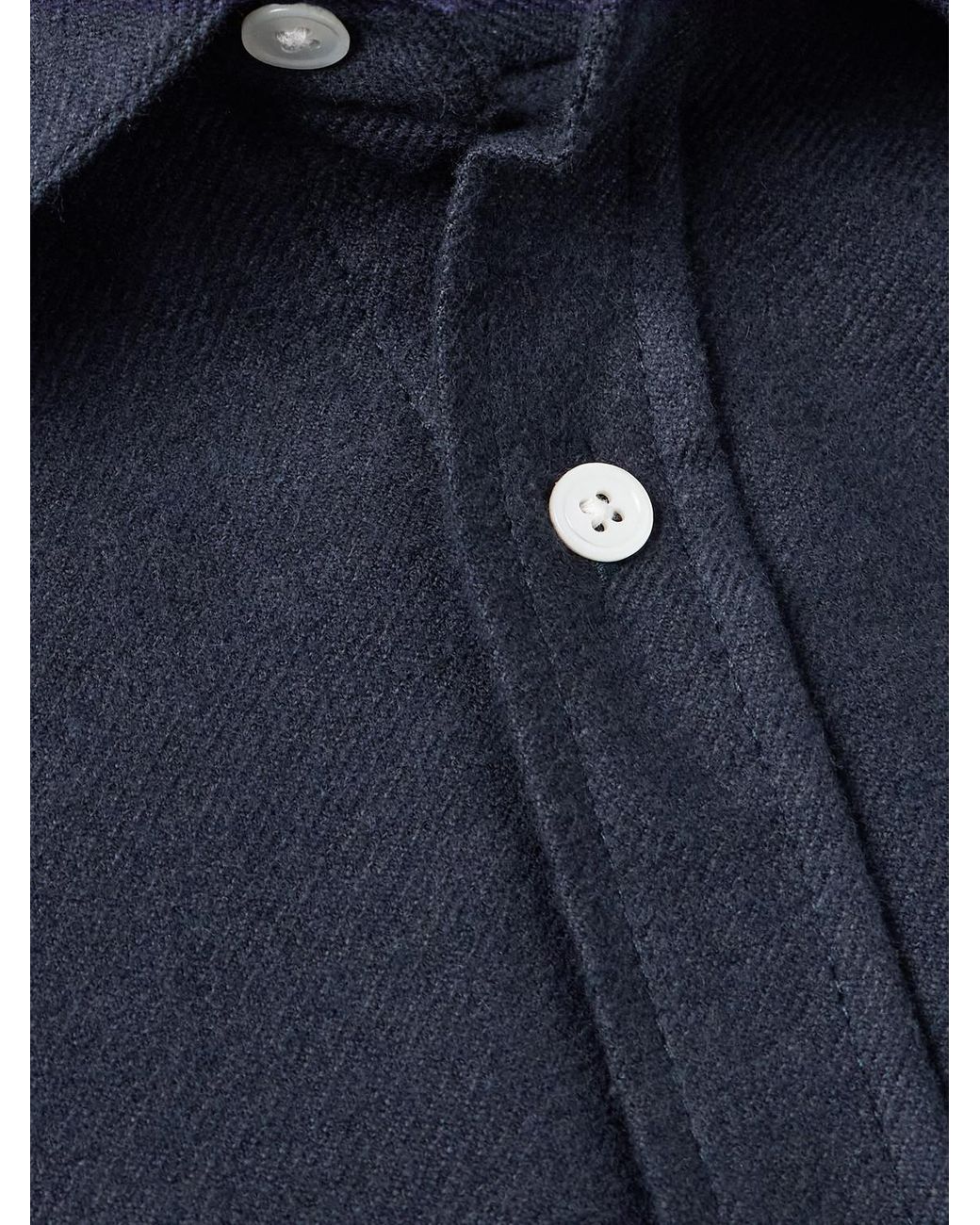 Portuguese Flannel Blue Teca Brushed Cotton-twill Shirt for men