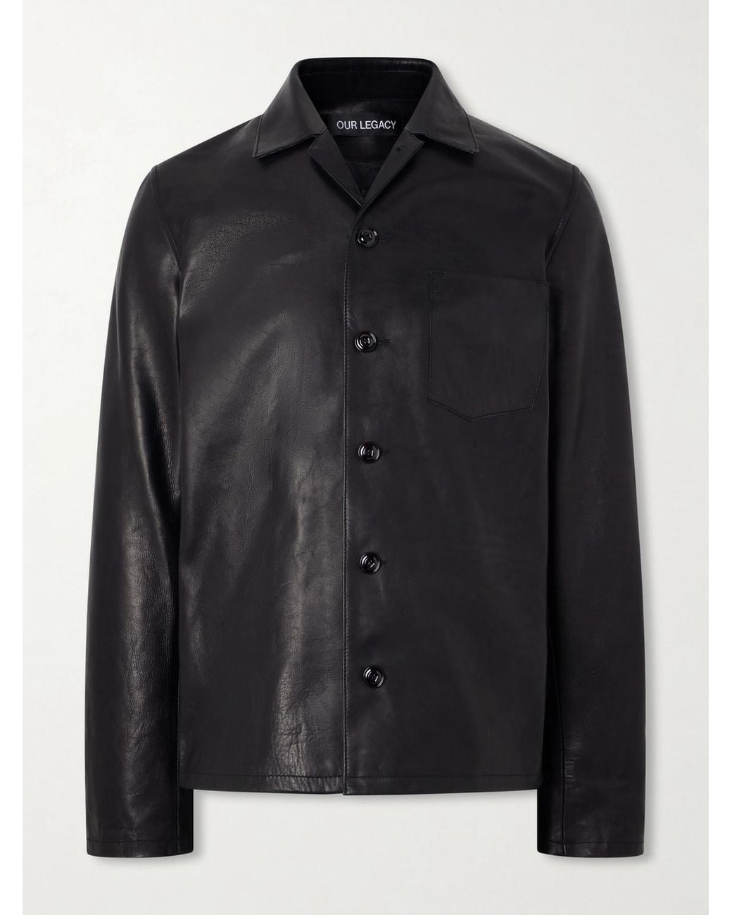 Our Legacy Black Private Leather Jacket for men