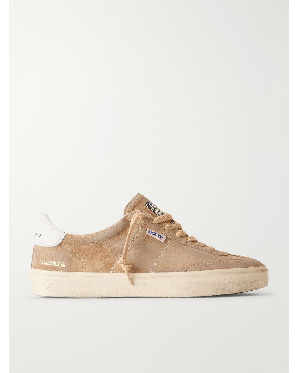 Golden Goose Deluxe Brand Natural Super-Star Distressed Leather-Trimmed Suede Sneakers for men