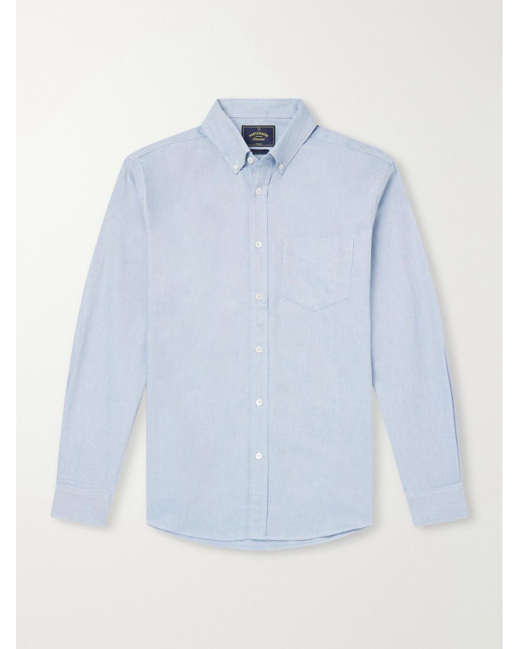 Portuguese Flannel Blue Montebelo Button-down Collar Cotton-poplin Shirt for men