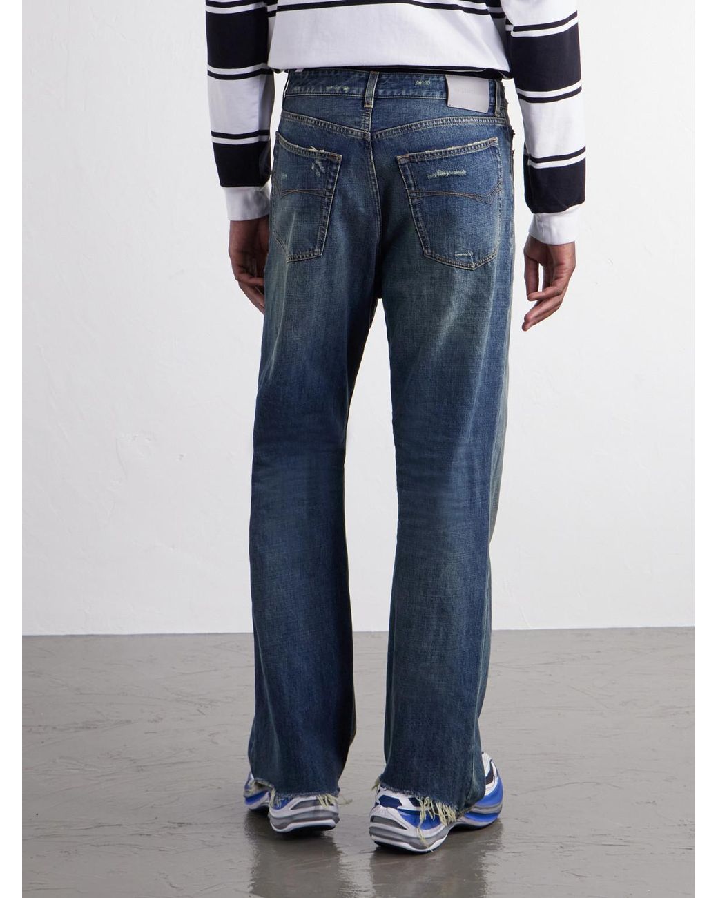 Balenciaga Blue Straight-leg Distressed Jeans for men