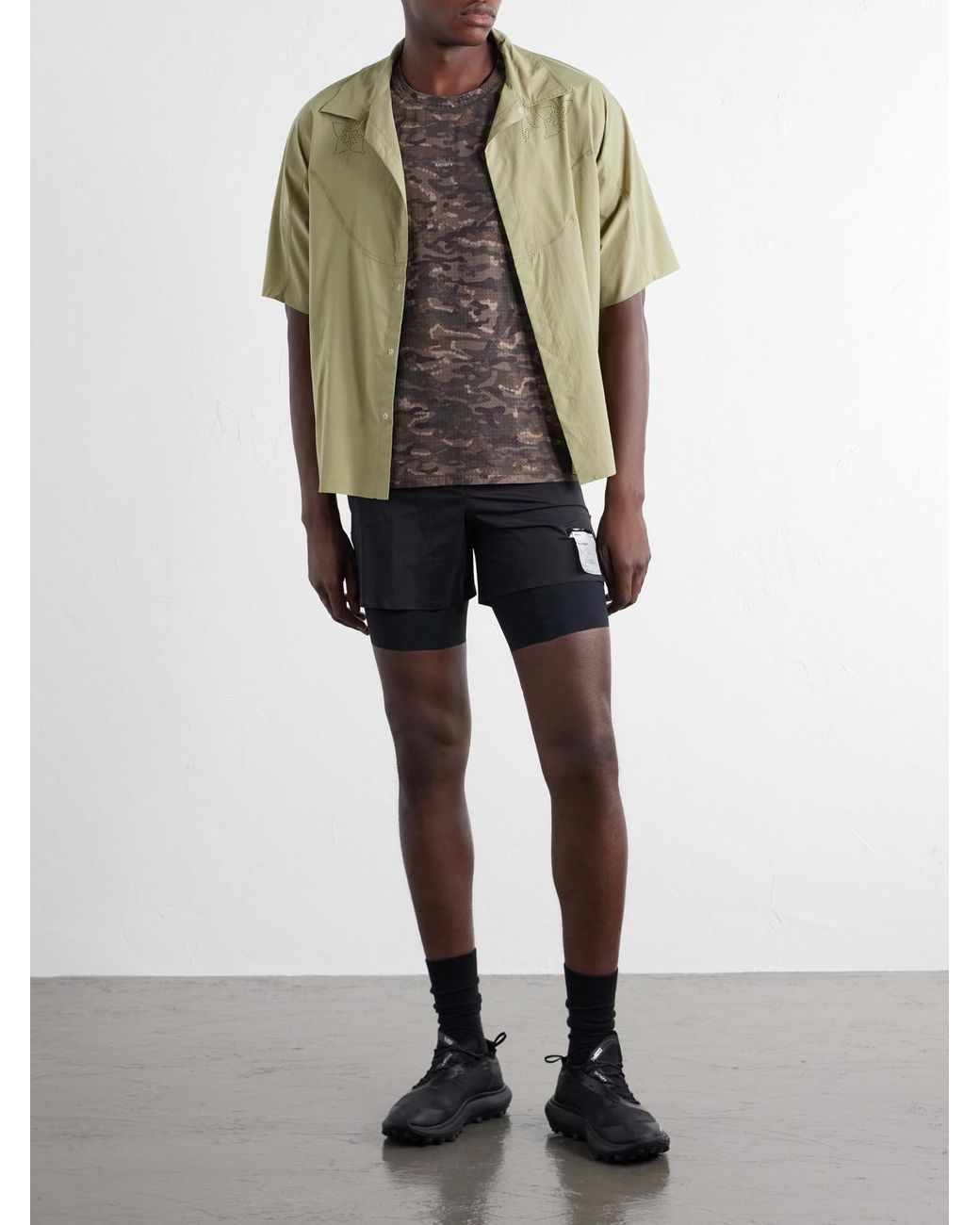 Satisfy Gray Embellished Printed Space-O Mesh T-Shirt for men