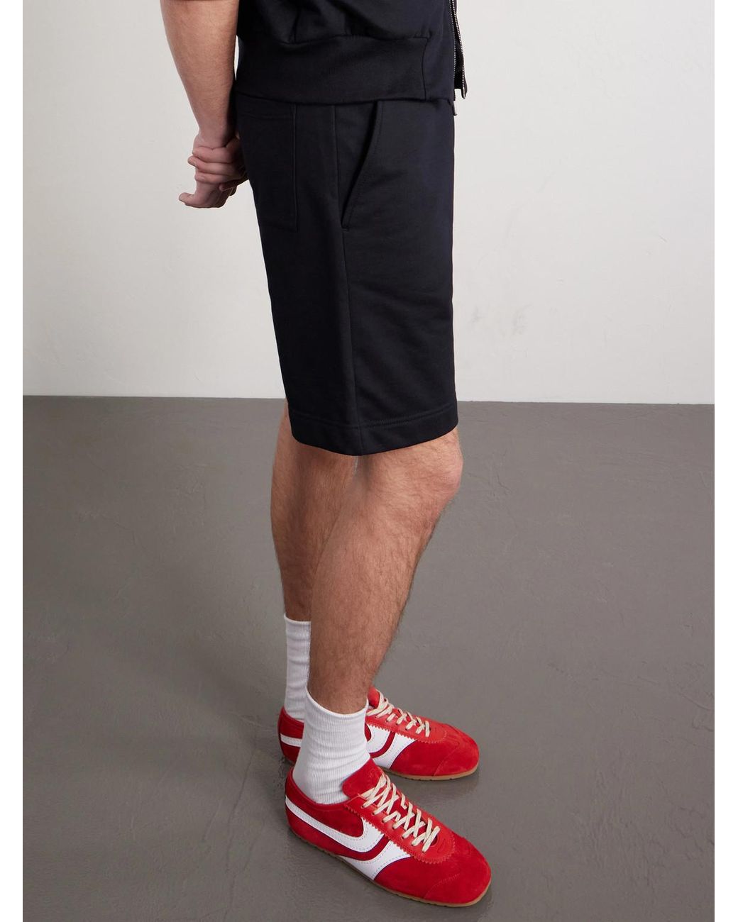Dries Van Noten Blue Straight-Leg Cotton-Jersey Drawstring Shorts for men