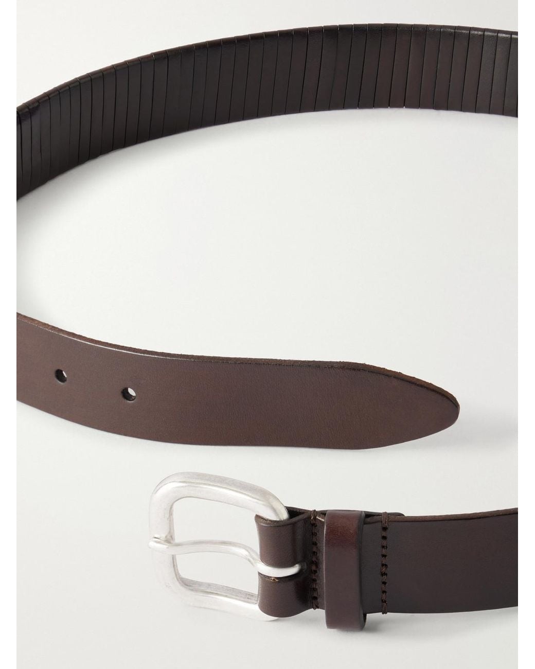 Andersons Brown 3Cm Woven Leather Belt for men