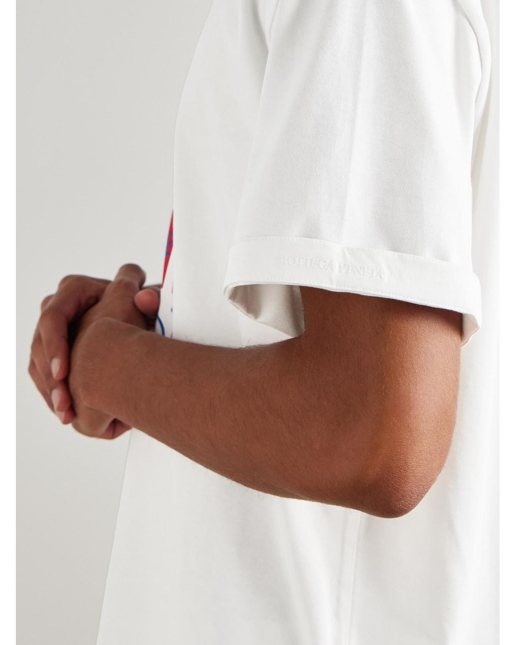 Bottega Veneta White Oversized Printed Cotton-Jersey T-Shirt for men