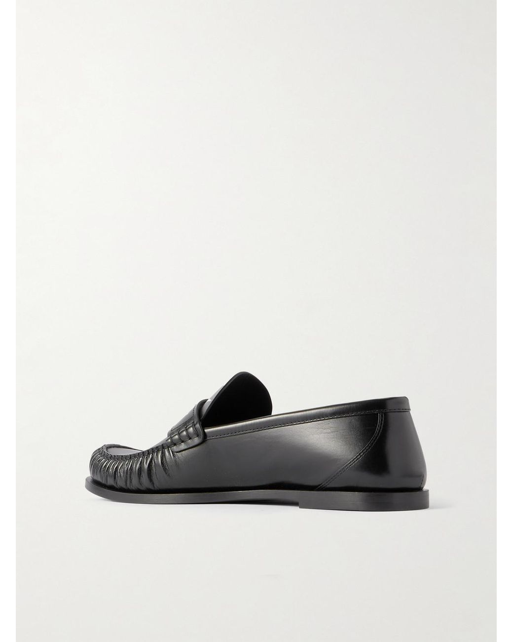 Saint Laurent Black Laurent Logo-Embellished Leather Penny Loafers for men