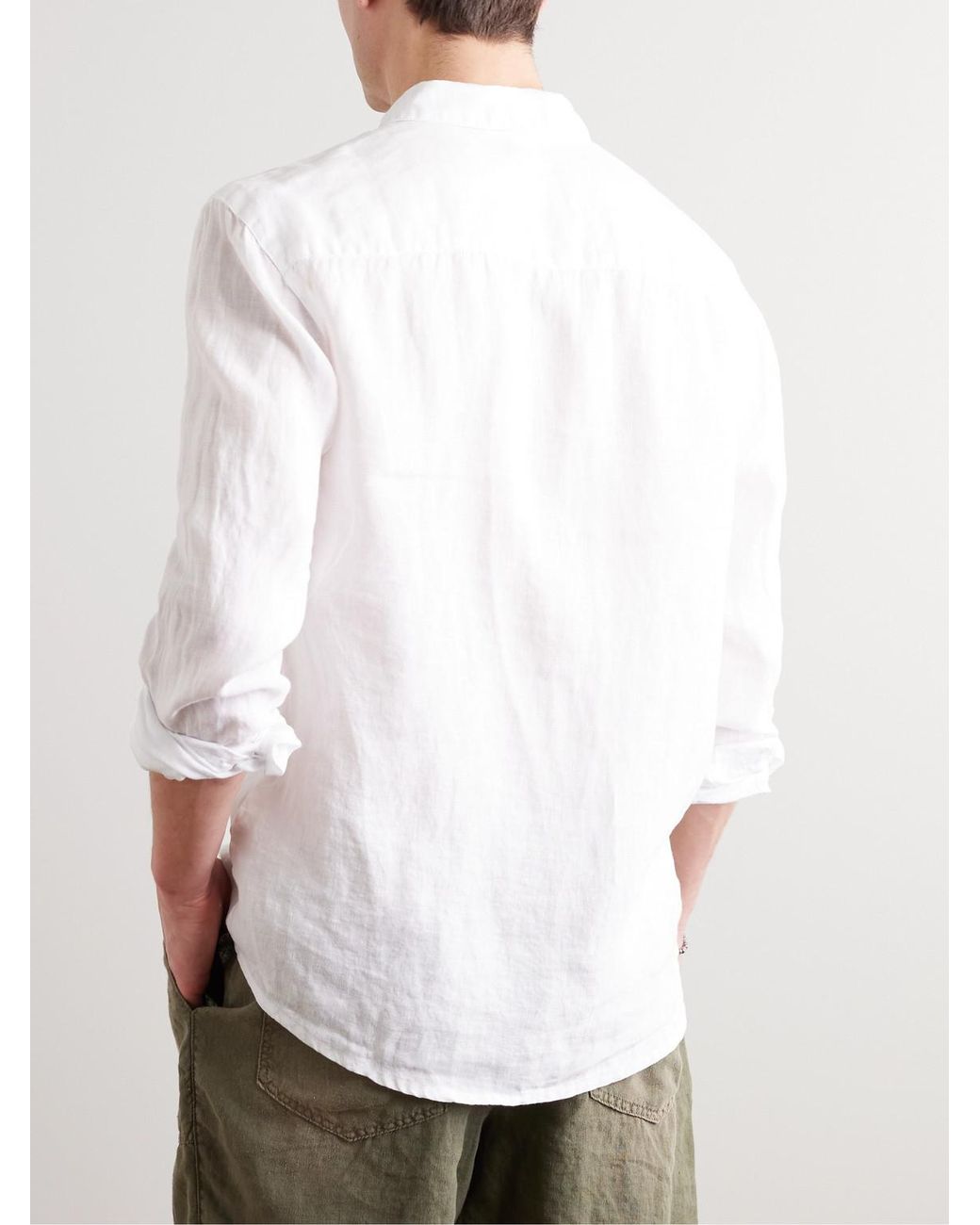 James Perse White Garment-Dyed Linen Shirt for men