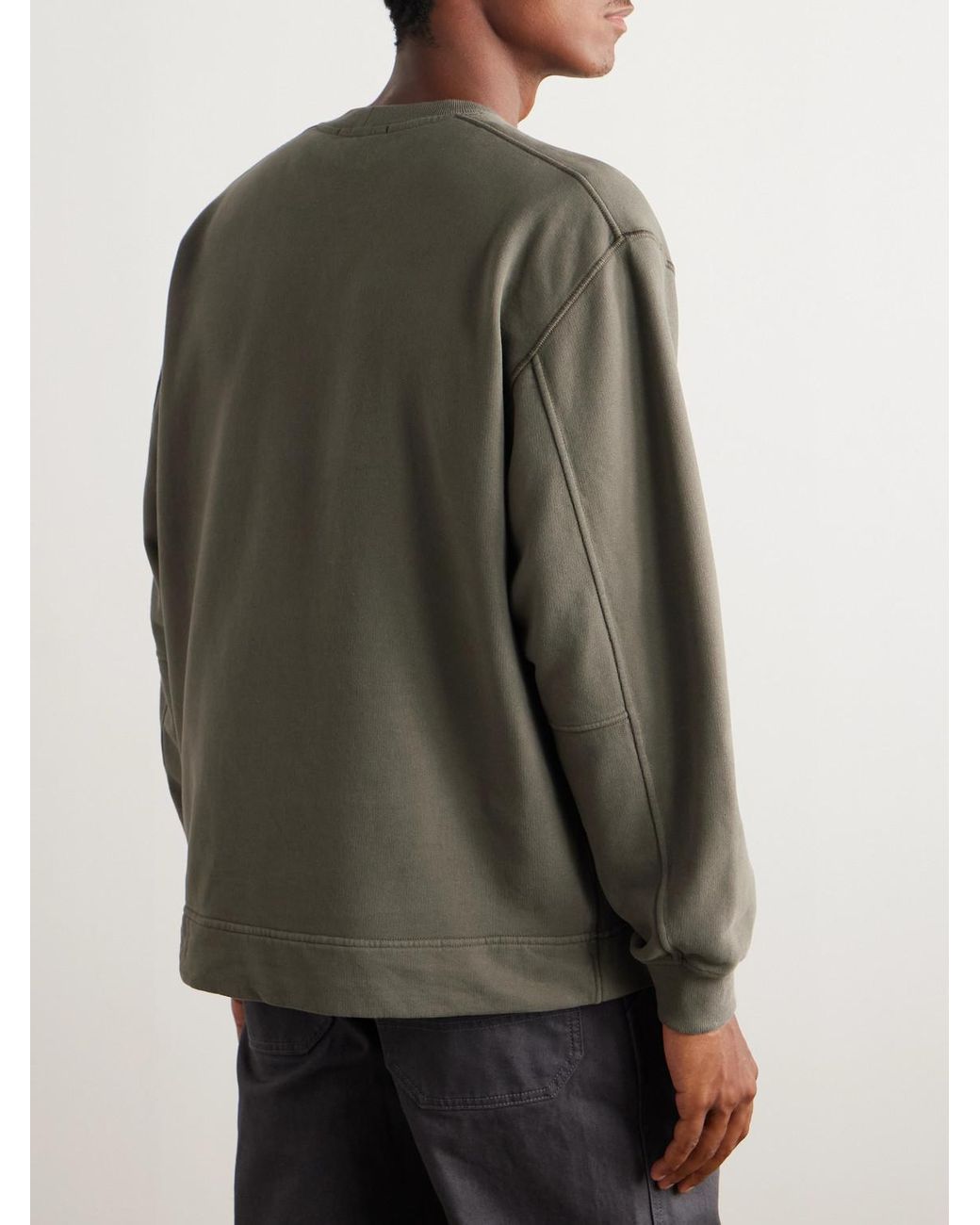 Stone Island Oversized Logo Embroidered Cotton Jersey Sweatshirt in Grey for Men Lyst UK