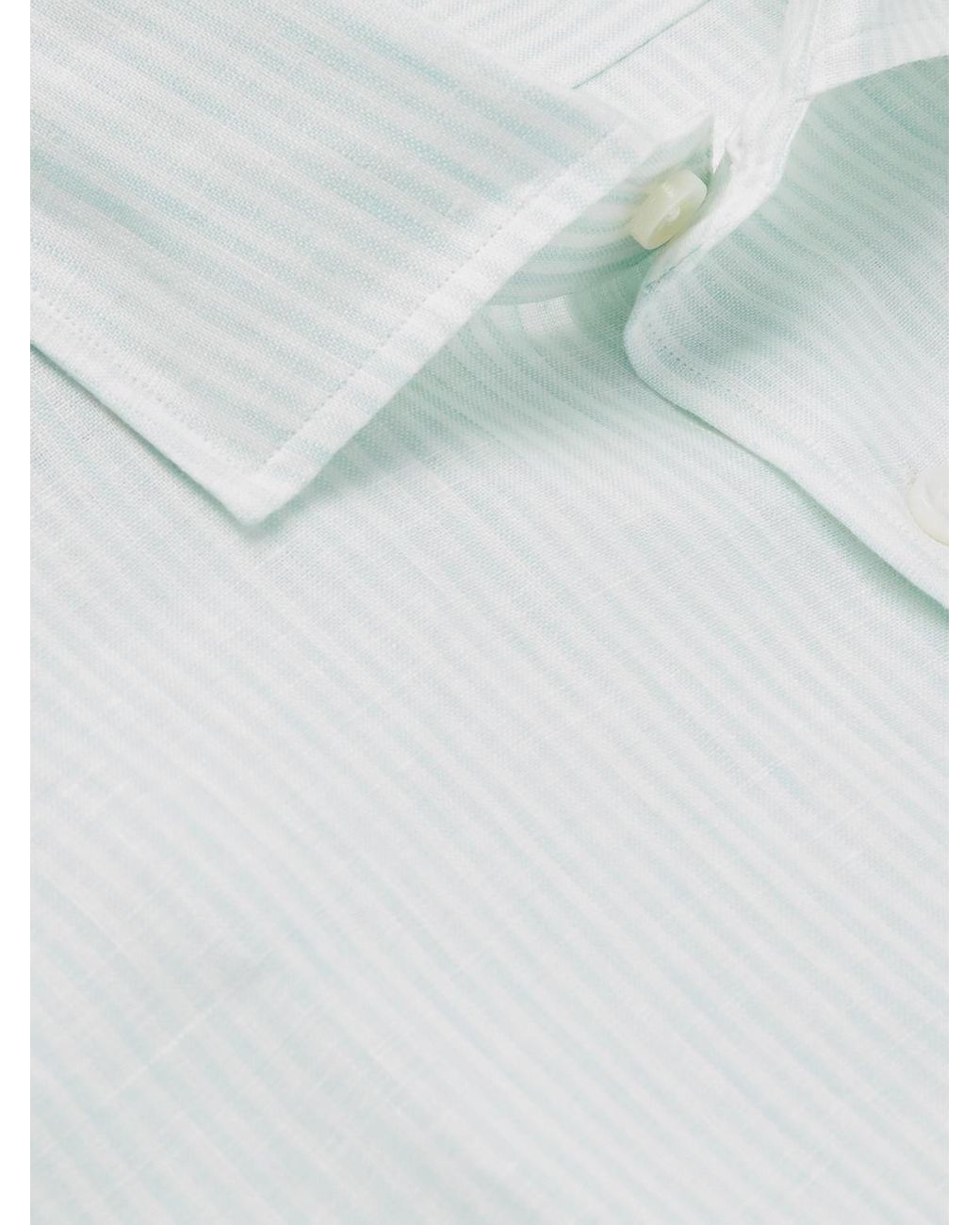 Zegna White Oasi Striped Linen Shirt for men