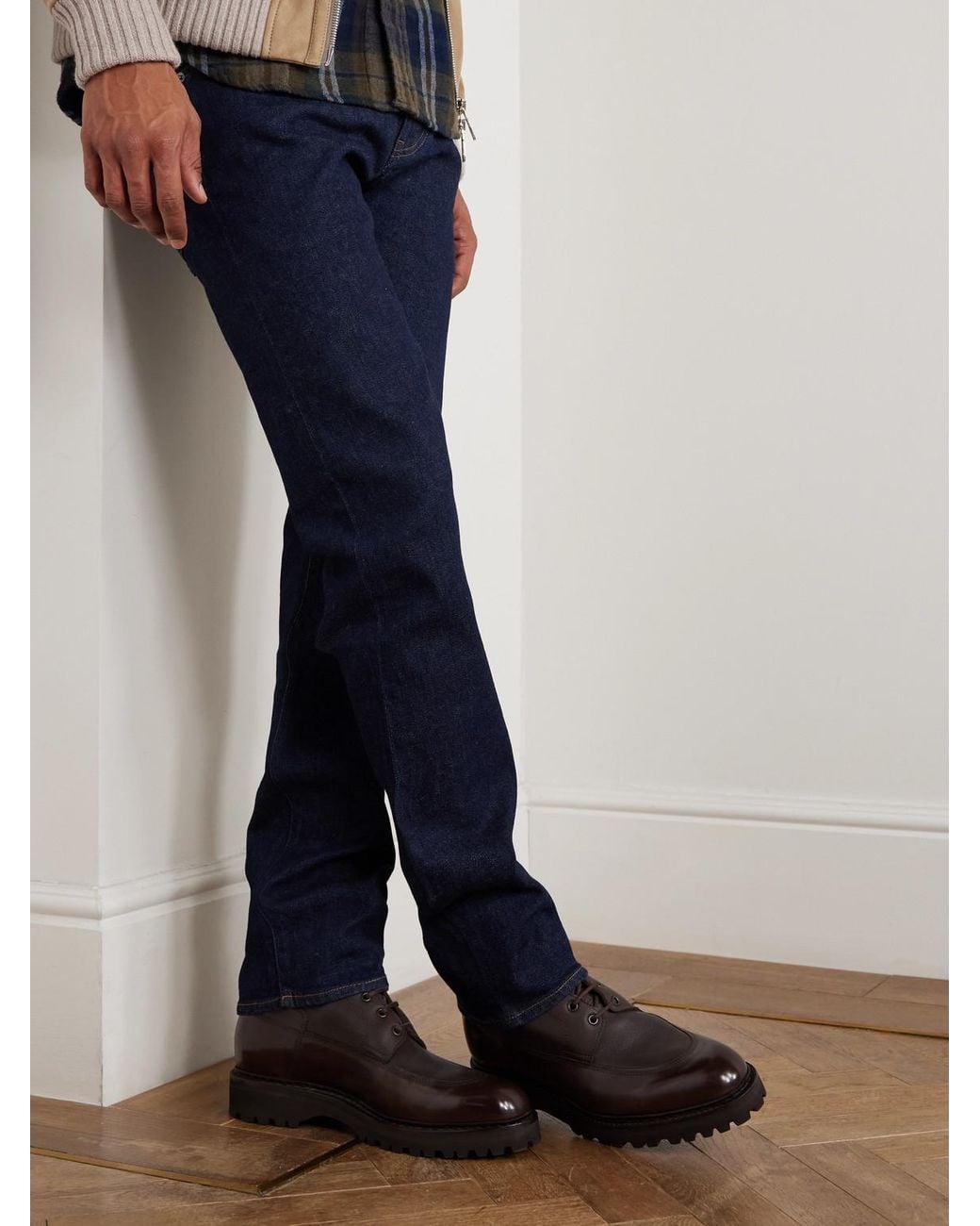 John Lobb Brown Peak Panelled Leather Boots for men